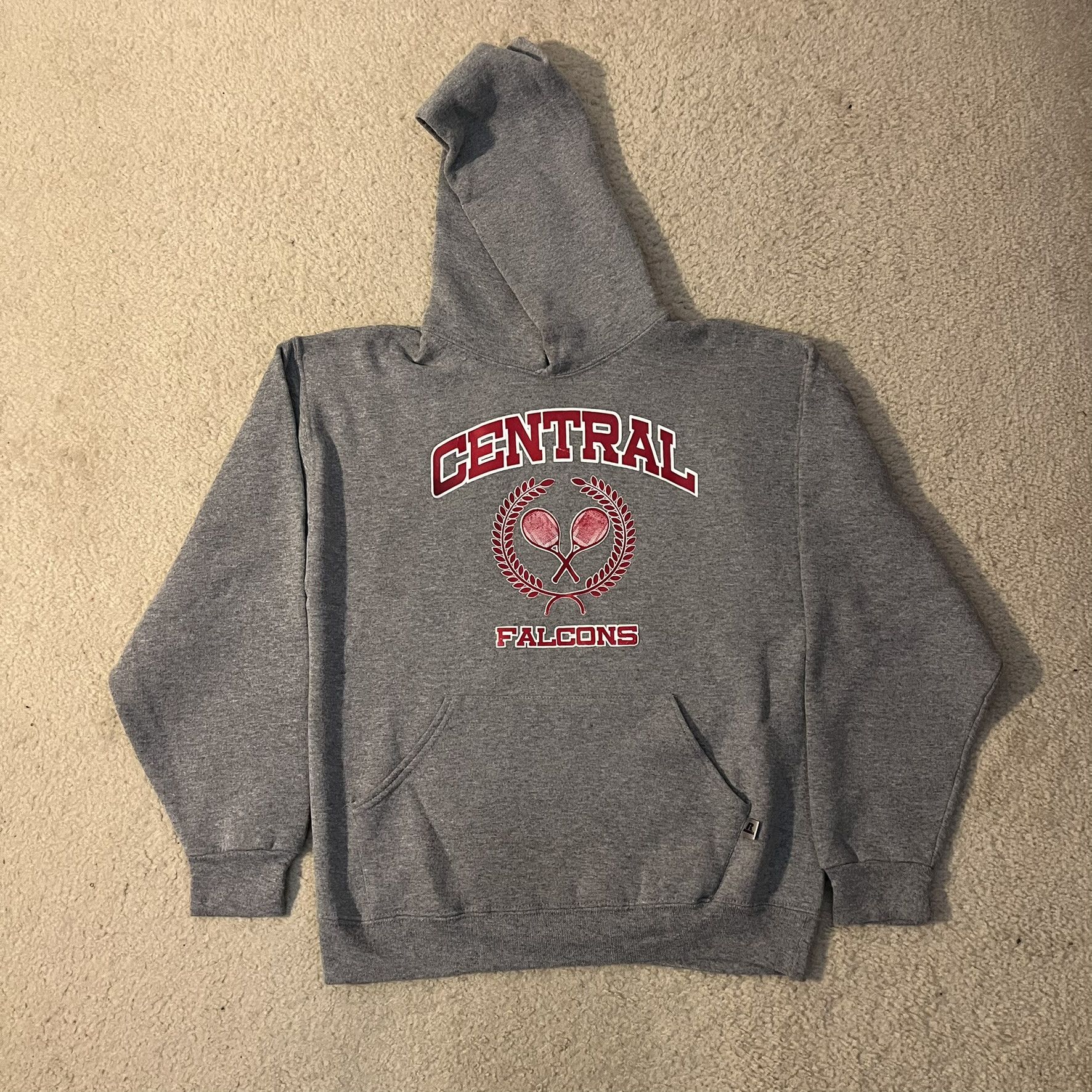 Russell Athletic 00s Central Falcons Tennis Team Grey Sportswear Hoodie Size US M / EU 48-50 / 2 - 1 Thumbnail