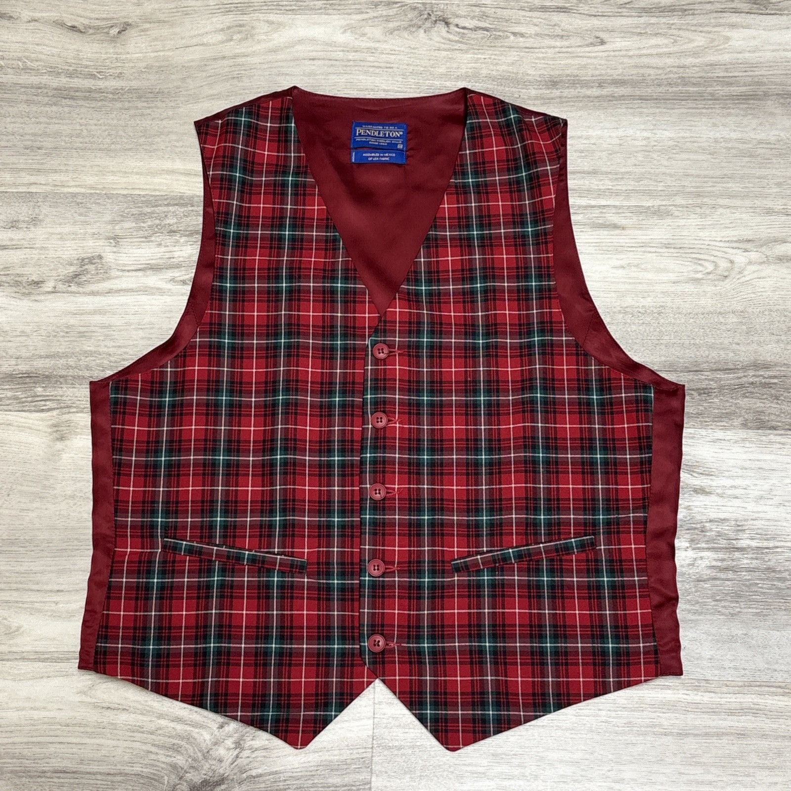 Pendleton Vintage Pendleton Wool Vest Red Tartan Plaid Waistcoat Unise Size 42R - 4 Thumbnail