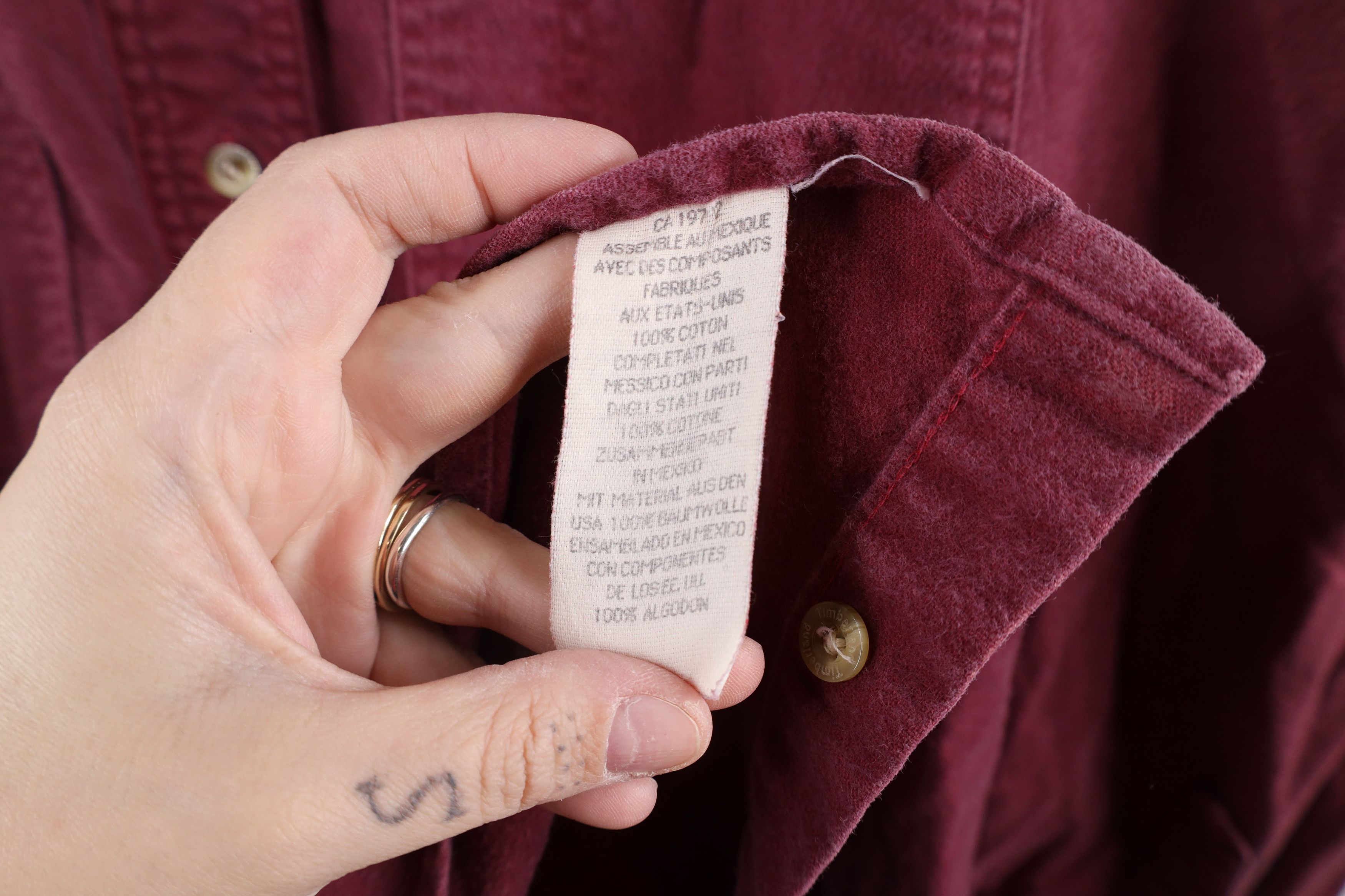 Timberland × Vintage Vintage 90s Timberland Chamois Cloth Button Shirt Red Size US M / EU 48-50 / 2 - 9 Thumbnail