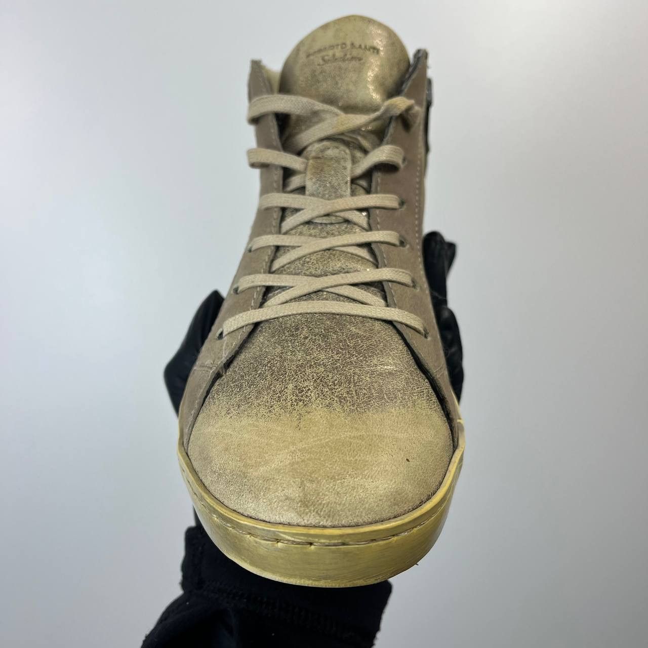 Other Roberto Santi Selection Gold Leather High Top Sneakers EU 40 Size US 8 / IT 38 - 3 Thumbnail