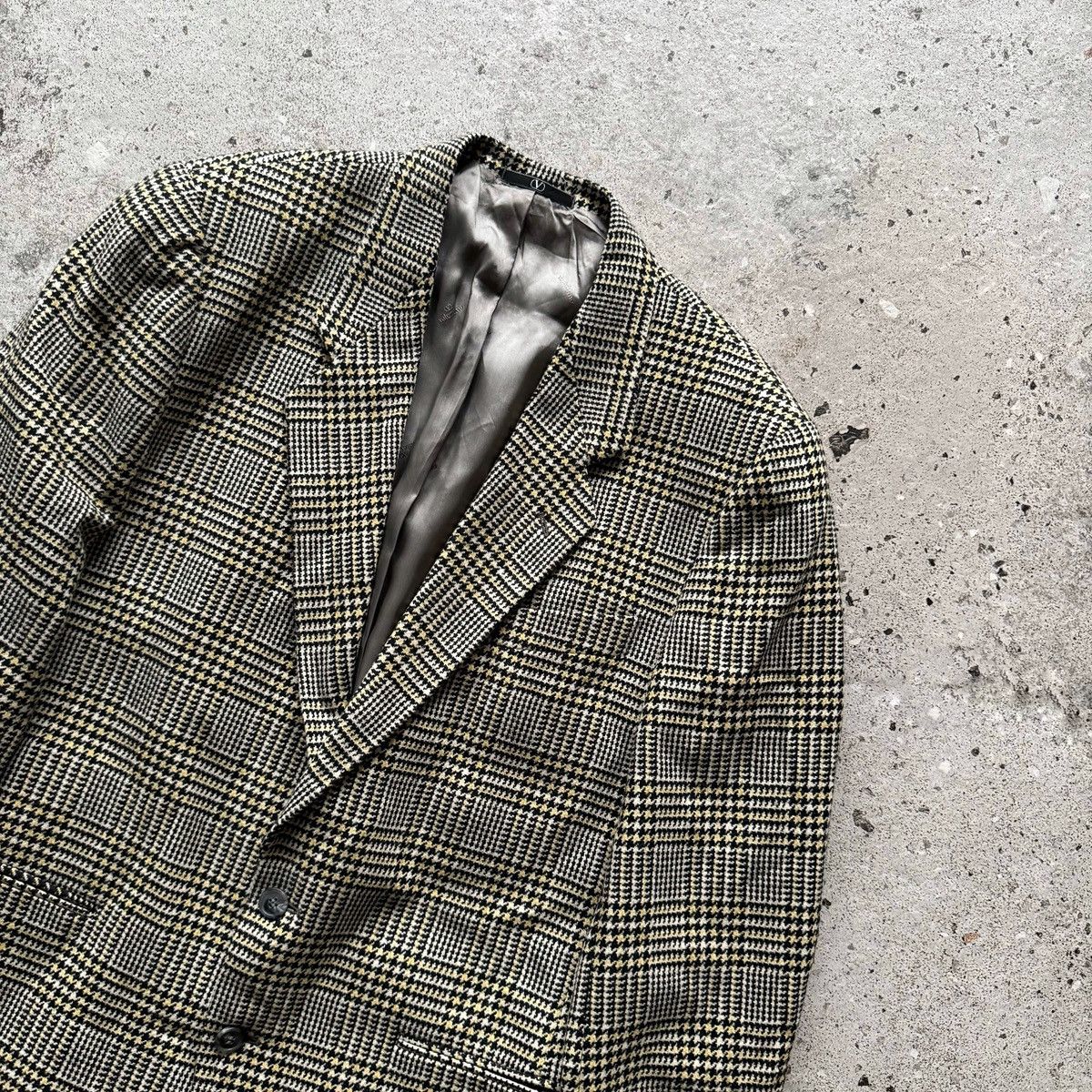 Valentino Valentino Mens Vintage Beige Houndstooth Check Wool Blazer Size 44S - 5 Thumbnail