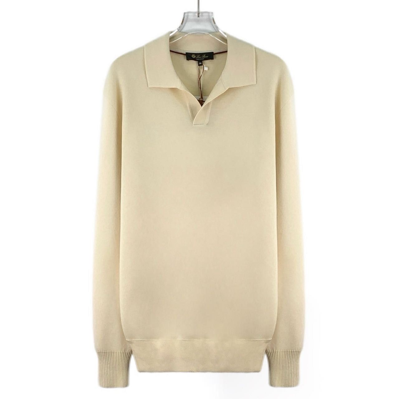 Loro Piana Loro Piana Beige Wool Lapel Long Sleeve Knit Sweater K26WX Size US XL / EU 56 / 4 - 1 Thumbnail