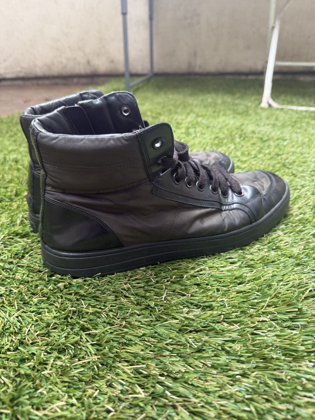 Prada Prada Black Nylon High-Top Zip Sneakers Size US 10.5 / EU 43-44 - 2 Thumbnail