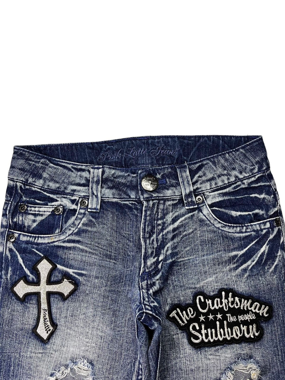 Japanese Brand × Kapital Vintage Japanese Brand Acid Wash Punk Ripped Patched Jeans Size 29" - 4 Thumbnail