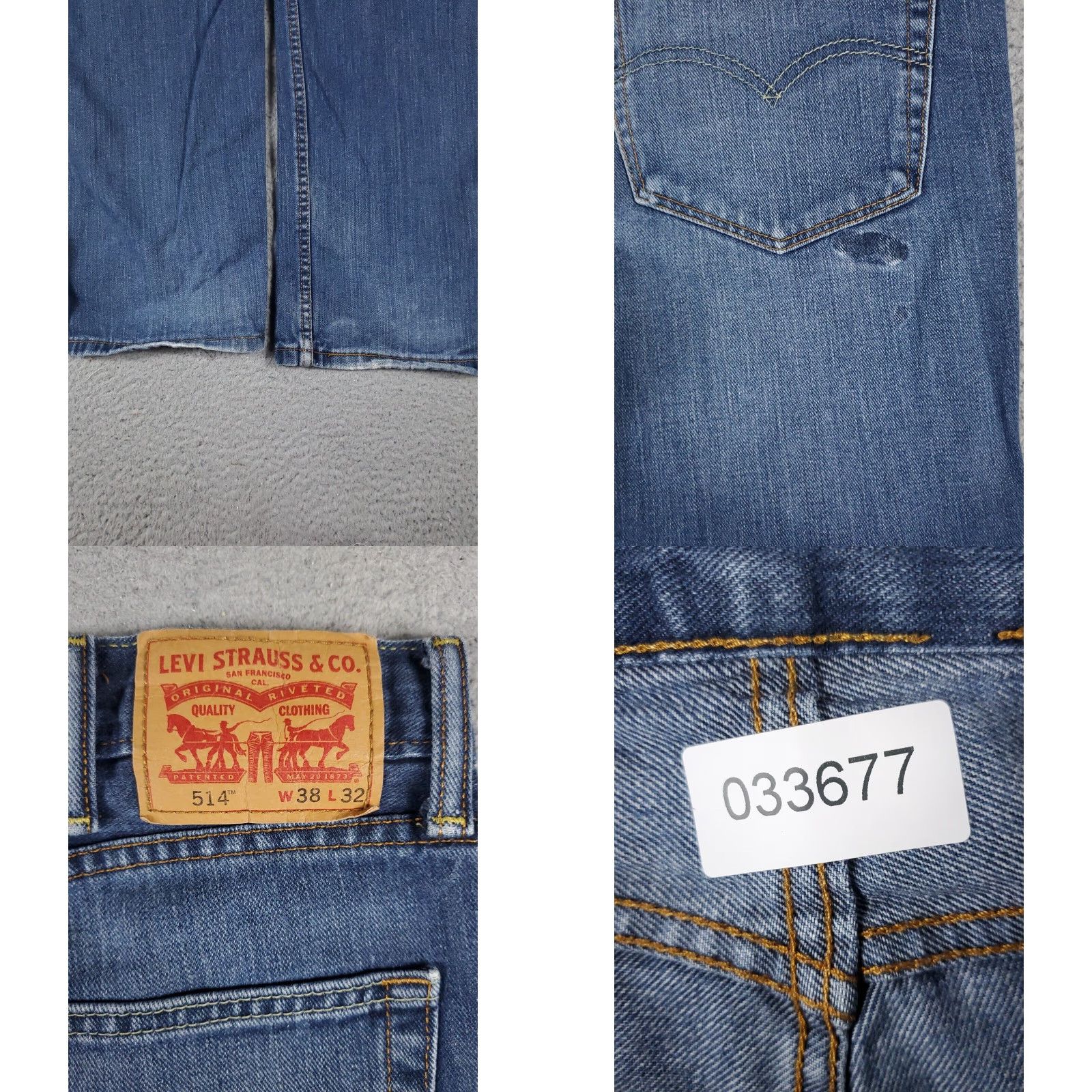 Levi's Levis 514 Jeans Mens Straight Leg 38x32 Blue Cotton 5-Pocket Size US 38 / EU 54 - 8 Thumbnail