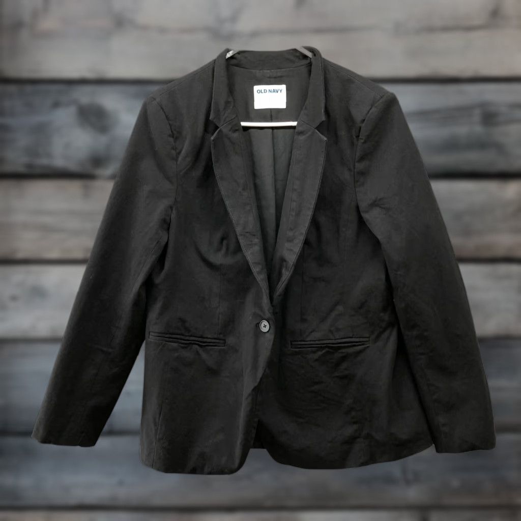 Old Navy Old Navy Blazer Womens L One-Button Stretch Cotton Black Career Workwear Jacket Size L / US 10 / IT 46 - 1 Thumbnail
