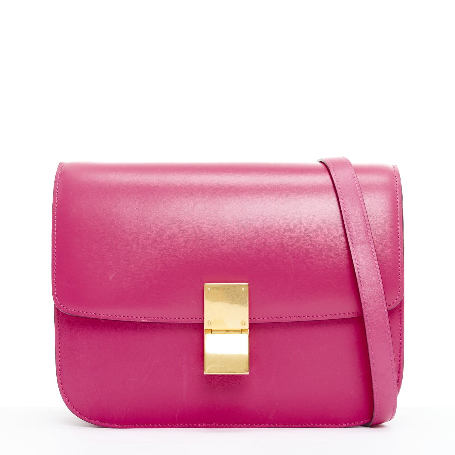 Celine CELINE Phoebe Philo Medium Box hot pink calfskin leather crossbody bag Size ONE SIZE - 1 Thumbnail