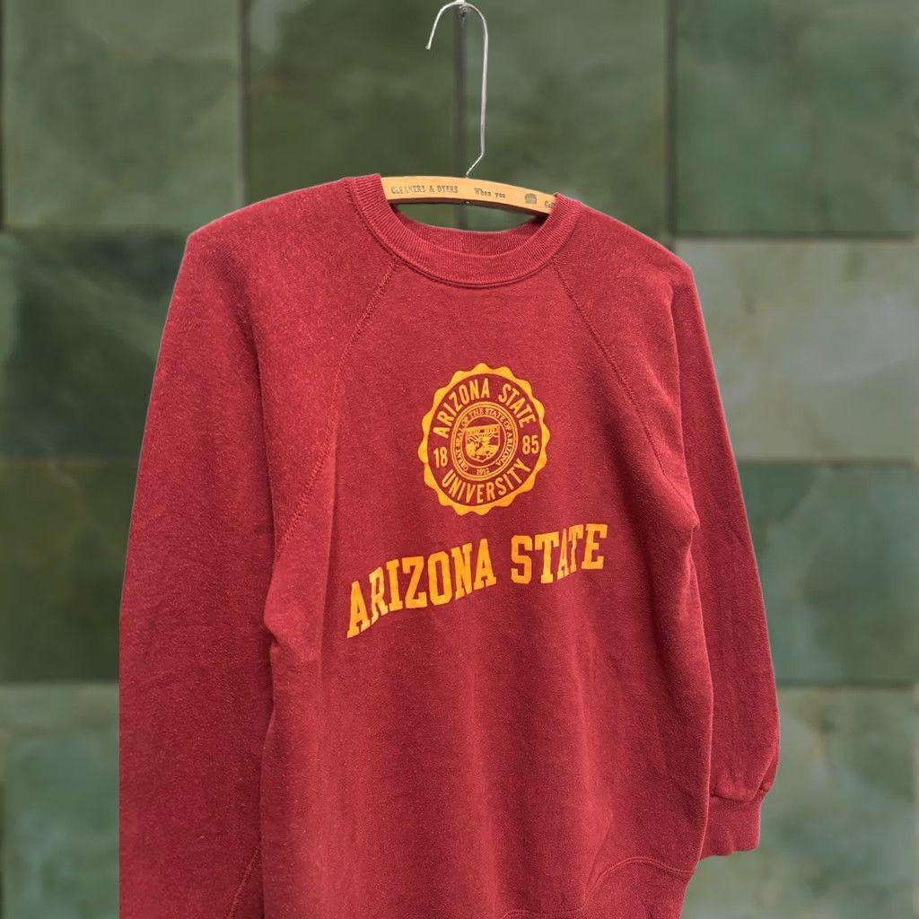 Vintage VINTAGE Artex Arizona State University Flock Print Red Sweatshirt M Men Pullover 70s University Mens Size US M / EU 48-50 / 2 - 1 Thumbnail