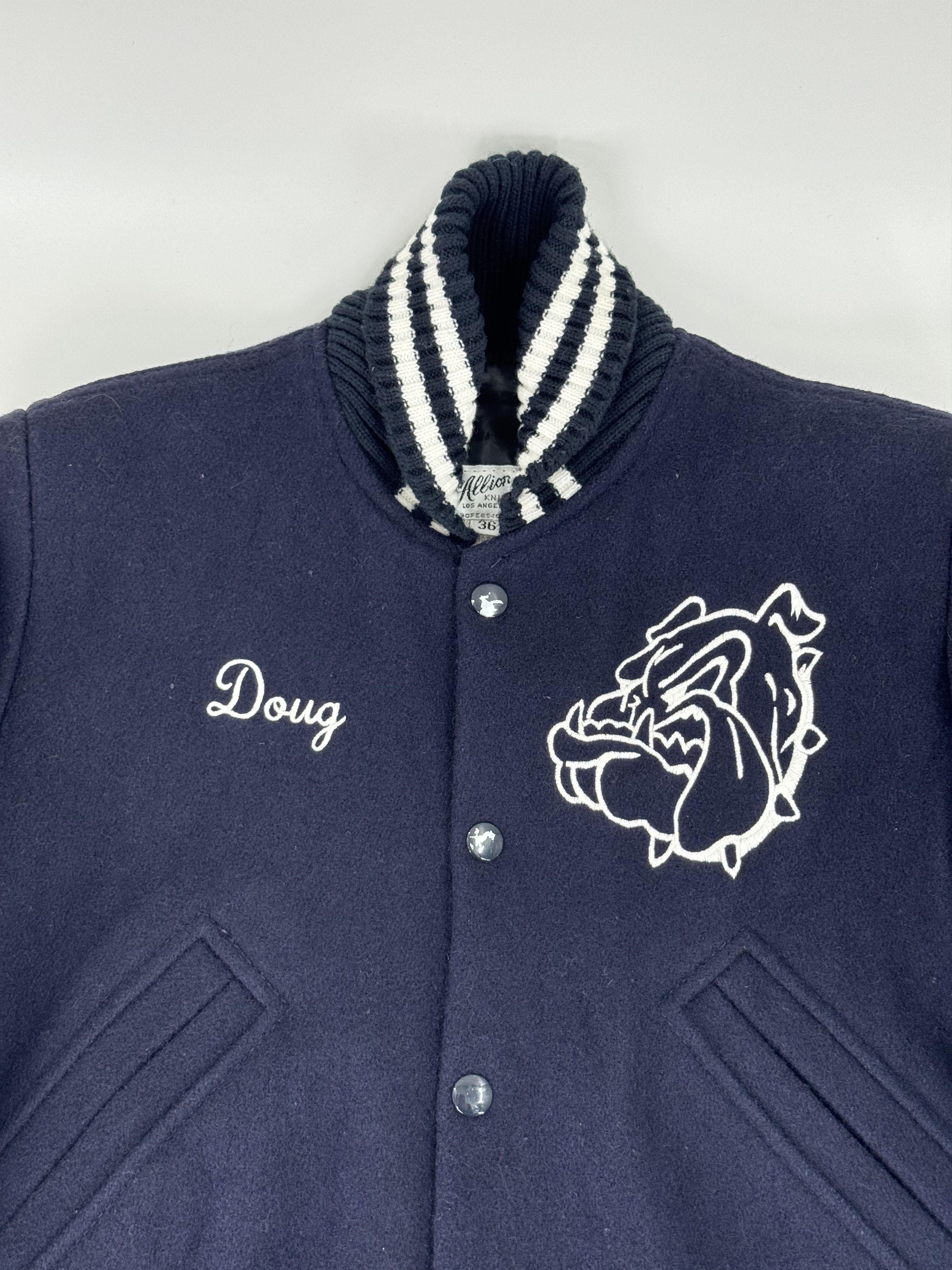 Vintage Vintage Allion Knitting Mills Navy Blue Stadium Jacket 36 Size US XS / EU 42 / 0 - 2 Thumbnail