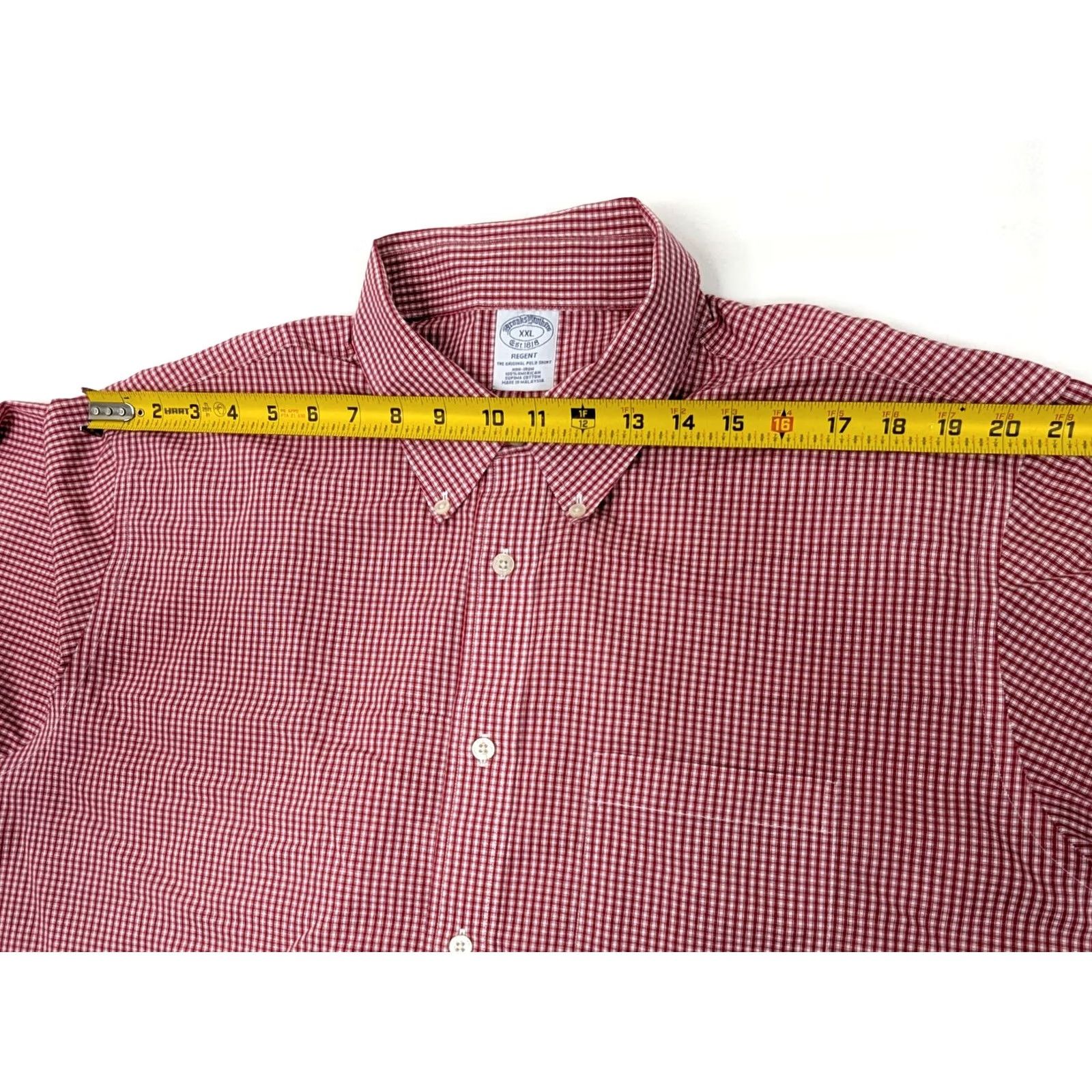 Brooks Brothers Brooks Brothers Regent Fit Button-Down Shirt Men 2XL Red & White Gingham Check Polo Shirt Size US XXL / EU 58 / 5 - 7 Thumbnail