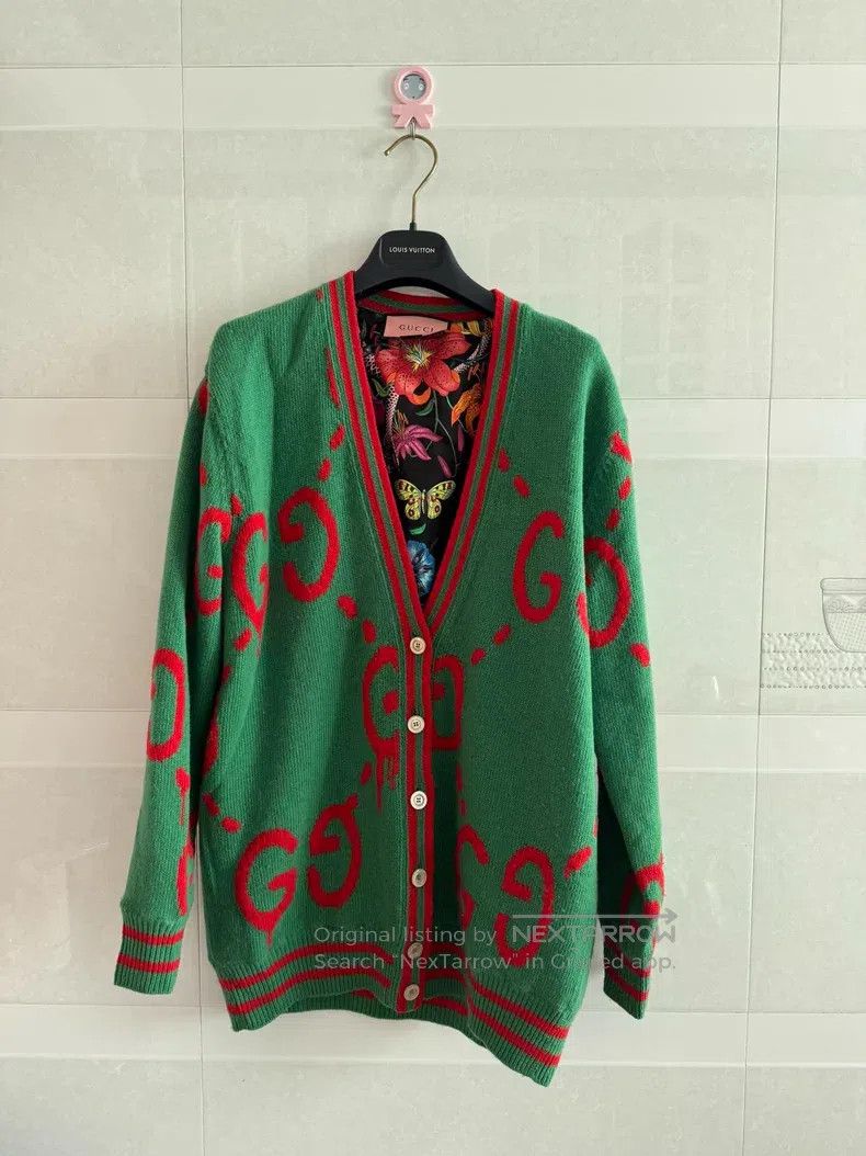 Gucci Gucci Large logo full-print knitted cardigan coat Size XS / US 0-2 / IT 36-38 - 1 Thumbnail