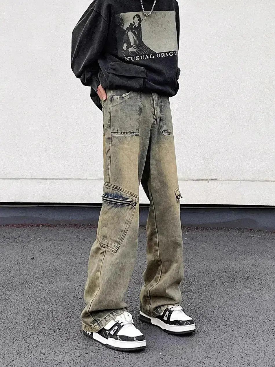 Japanese Brand Retro Straight Loose Micro Flare Zipper Jeans Size US 32 / EU 48 - 1 Thumbnail
