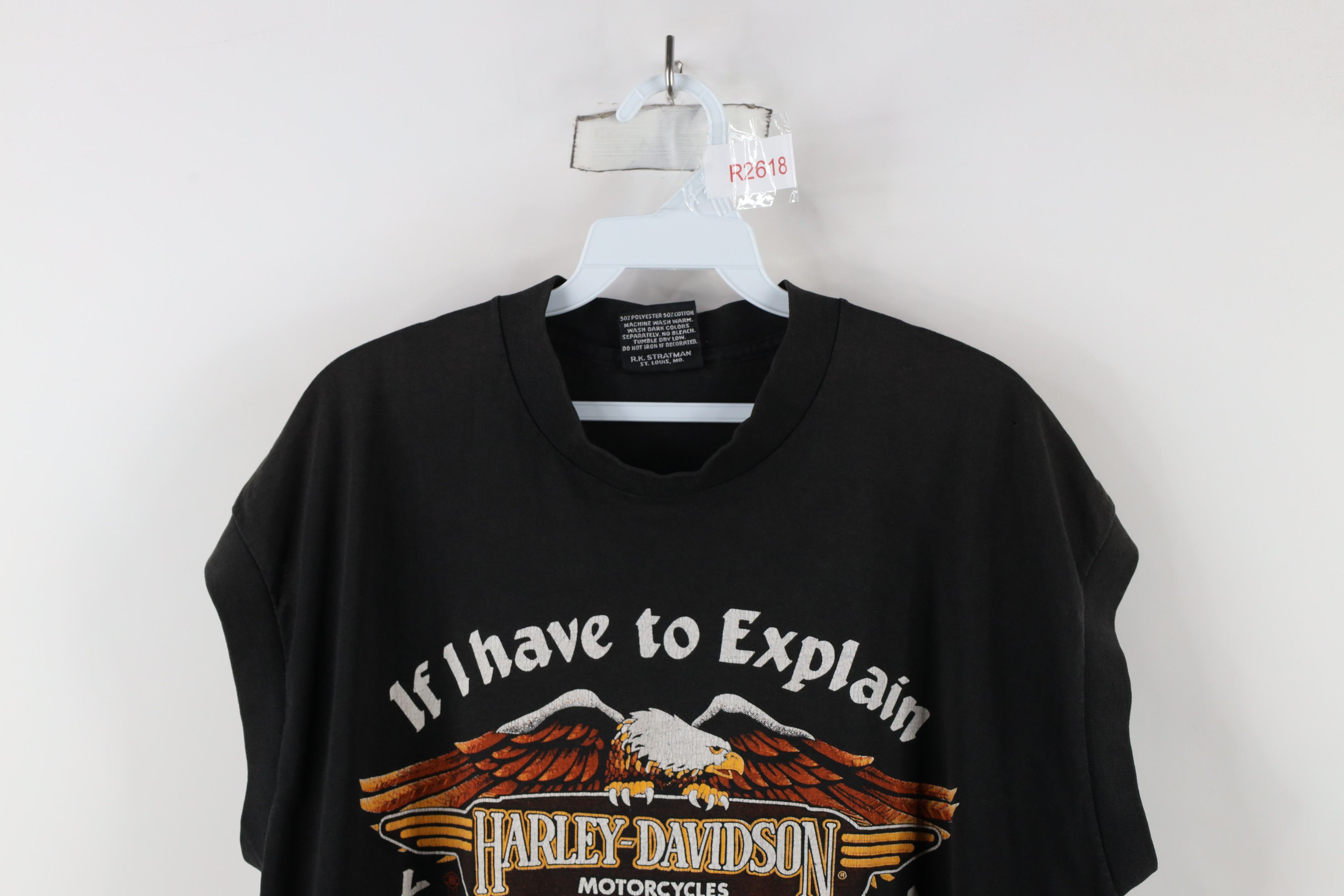 Harley Davidson × Vintage Vintage 80s Harley Davidson Sleeveless Muscle T-Shirt USA Size US XL / EU 56 / 4 - 2 Thumbnail