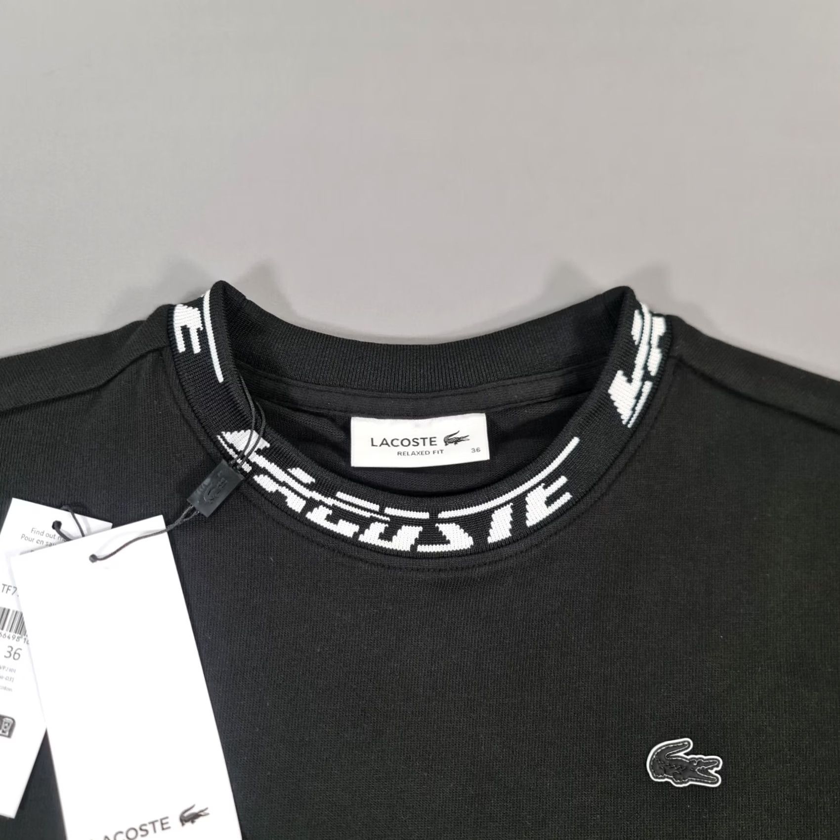 Lacoste Lacoste Logo Sweatshirt Womens Black 8 UK Relaxed Oversized Pullover 100% Cotton Crew Neck Long Sleeve Size M / US 6-8 / IT 42-44 - 2 Thumbnail