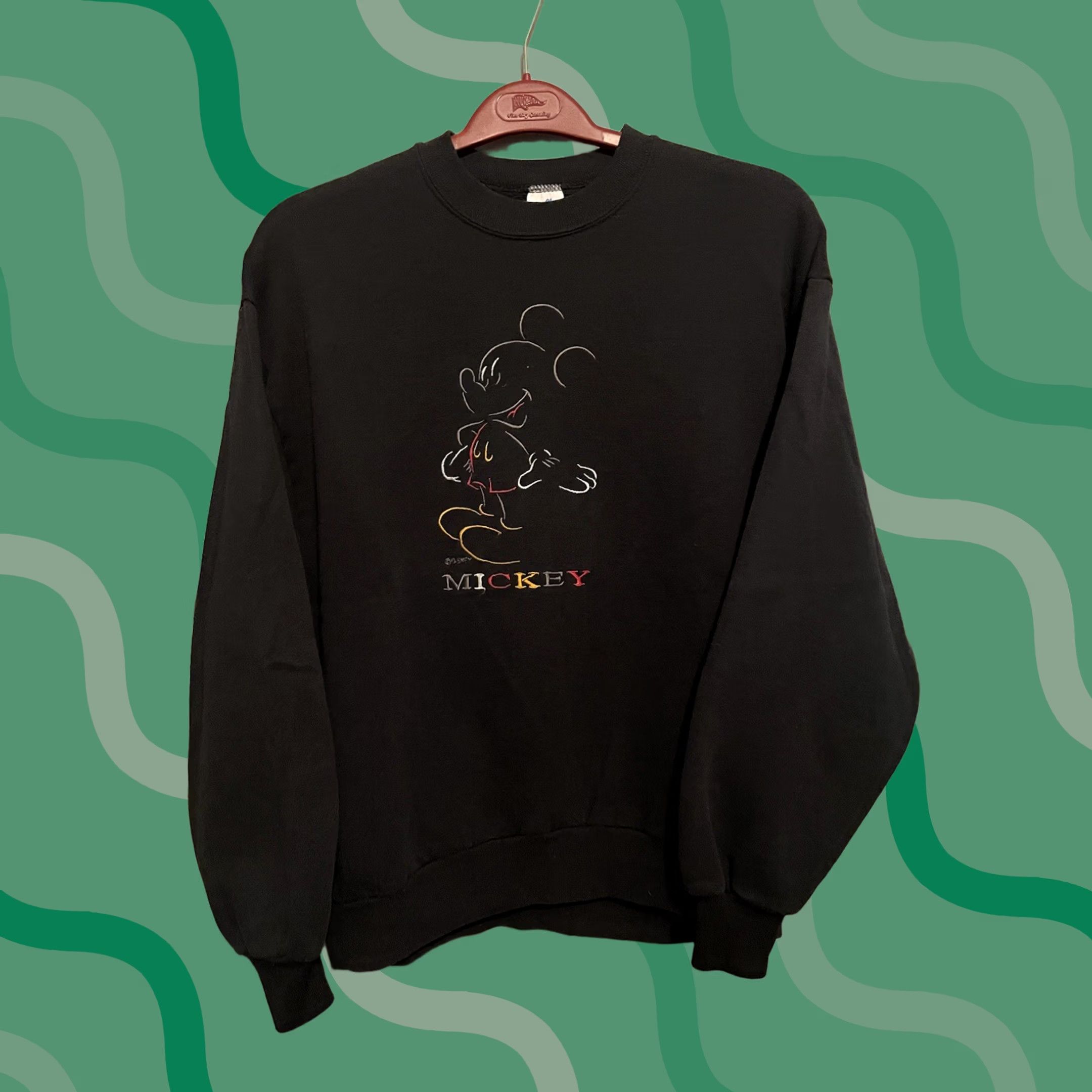Disney VINTAGE Mickey Mouse 90s Disney Crewneck Sweater Black L Unisex Adults Sweatshirt Pullover Embroidered Men Women Size US L / EU 52-54 / 3 - 1 Thumbnail