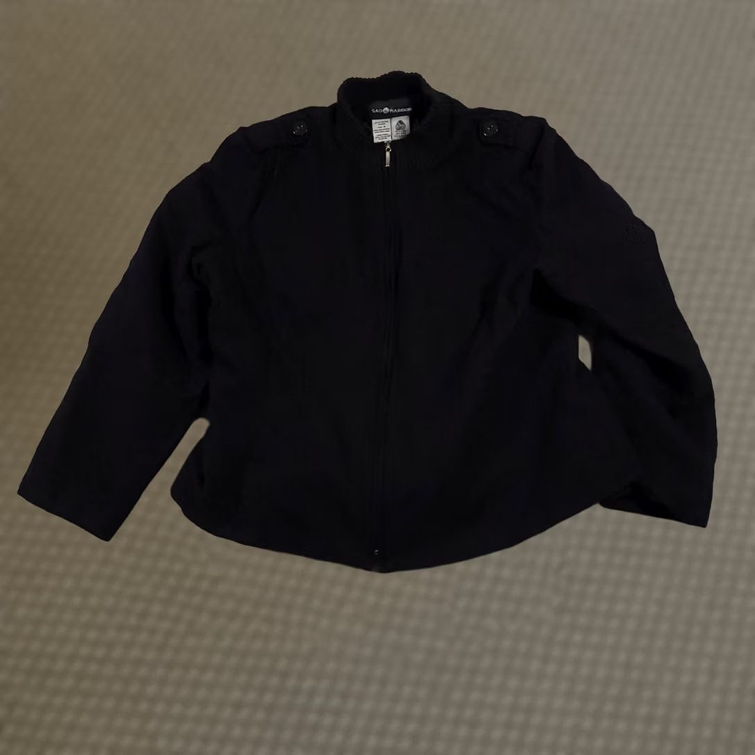 Vintage VINTAGE Sag Harbor Zip Coat Women's 18 Black Wool Classic Preppy Career Lined Jacket Size XXL / US 16-18 / IT 52-54 - 1 Thumbnail