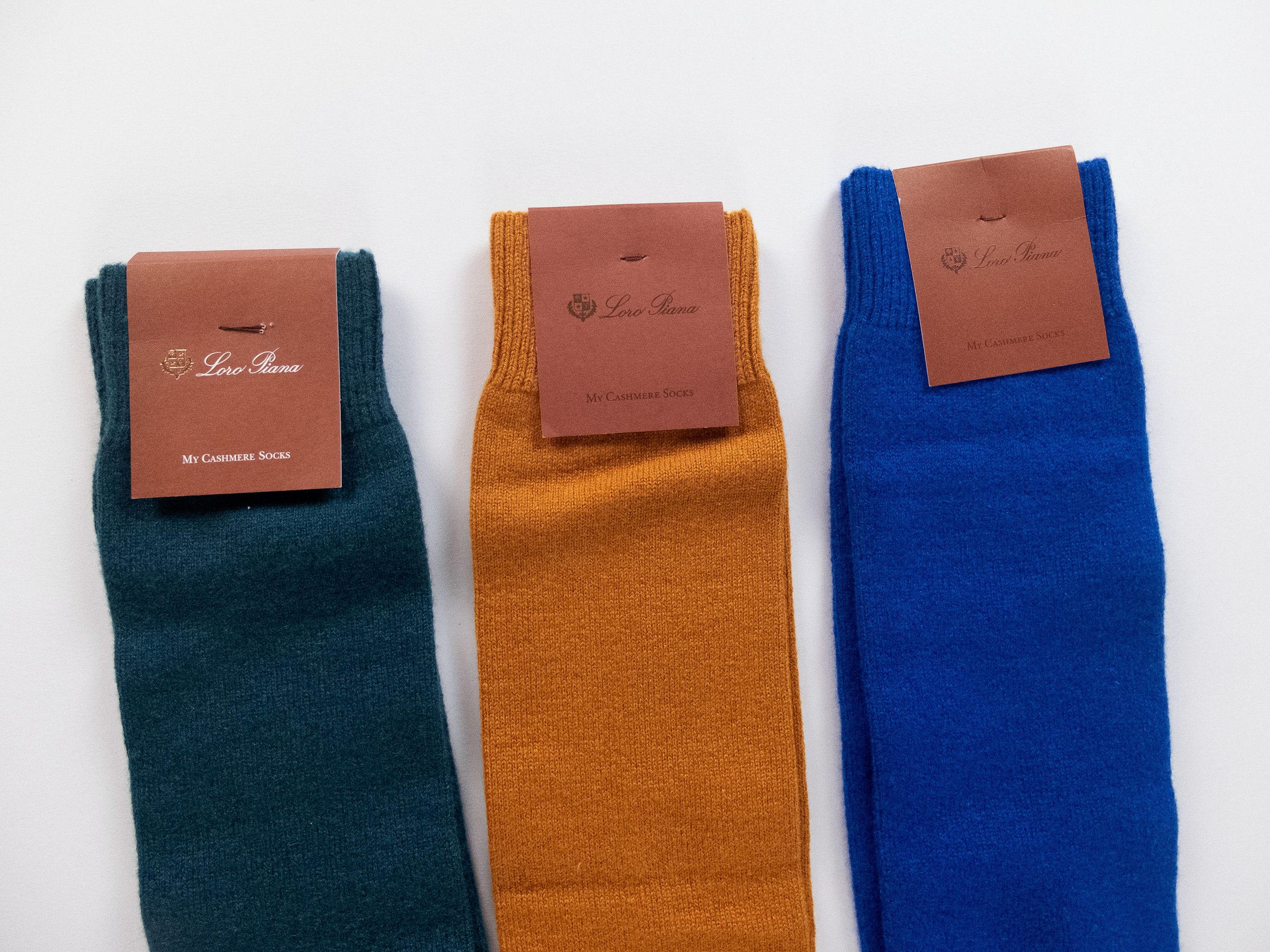 Loro Piana 3 pairs LORO PIANA blue green yellow cashmere long socks L Size ONE SIZE - 3 Thumbnail