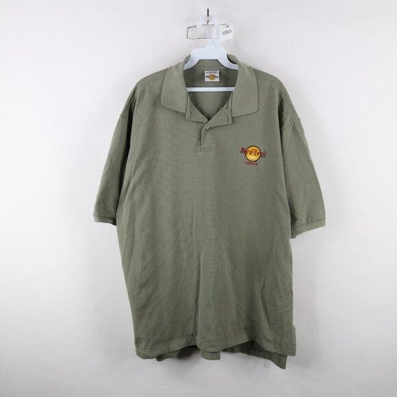 Hard Rock Cafe × Vintage Vintage 90s Hard Rock Cafe Faded Spell Out Cancun Polo Size US XL / EU 56 / 4 - 1 Thumbnail