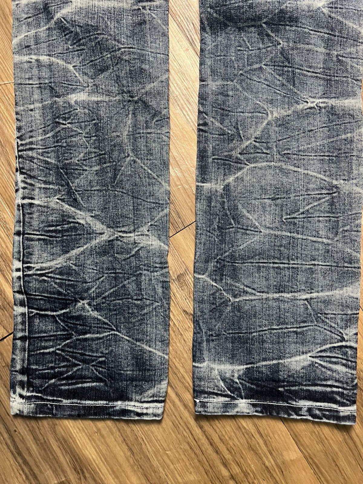 Japanese Brand RARE Distressed Crinkle Denim Jeans (42) Size 33" - 15 Thumbnail