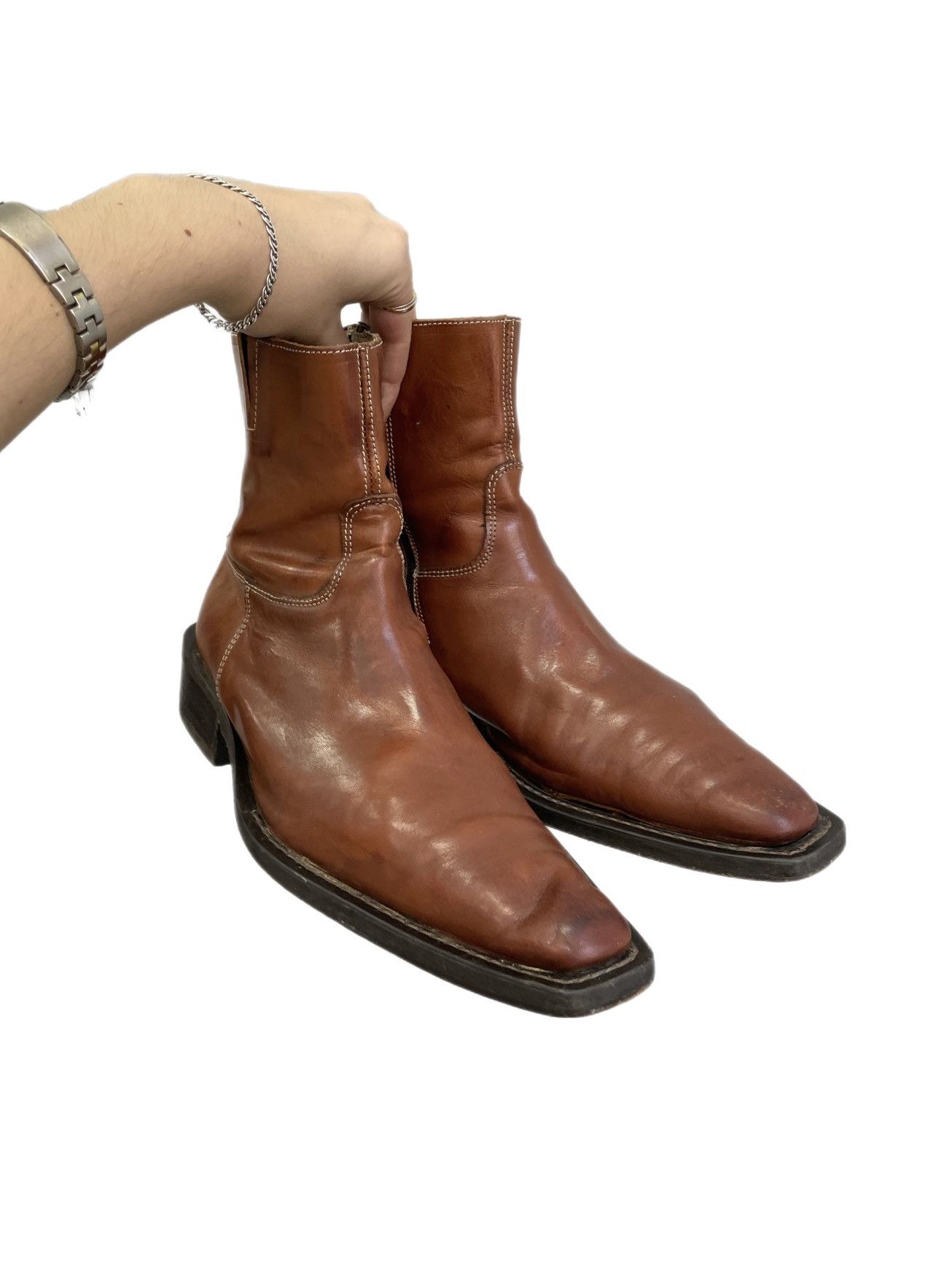 Other Western brown leather japanese opium boots avant garde y2k Size US 10 / EU 43 - 1 Thumbnail