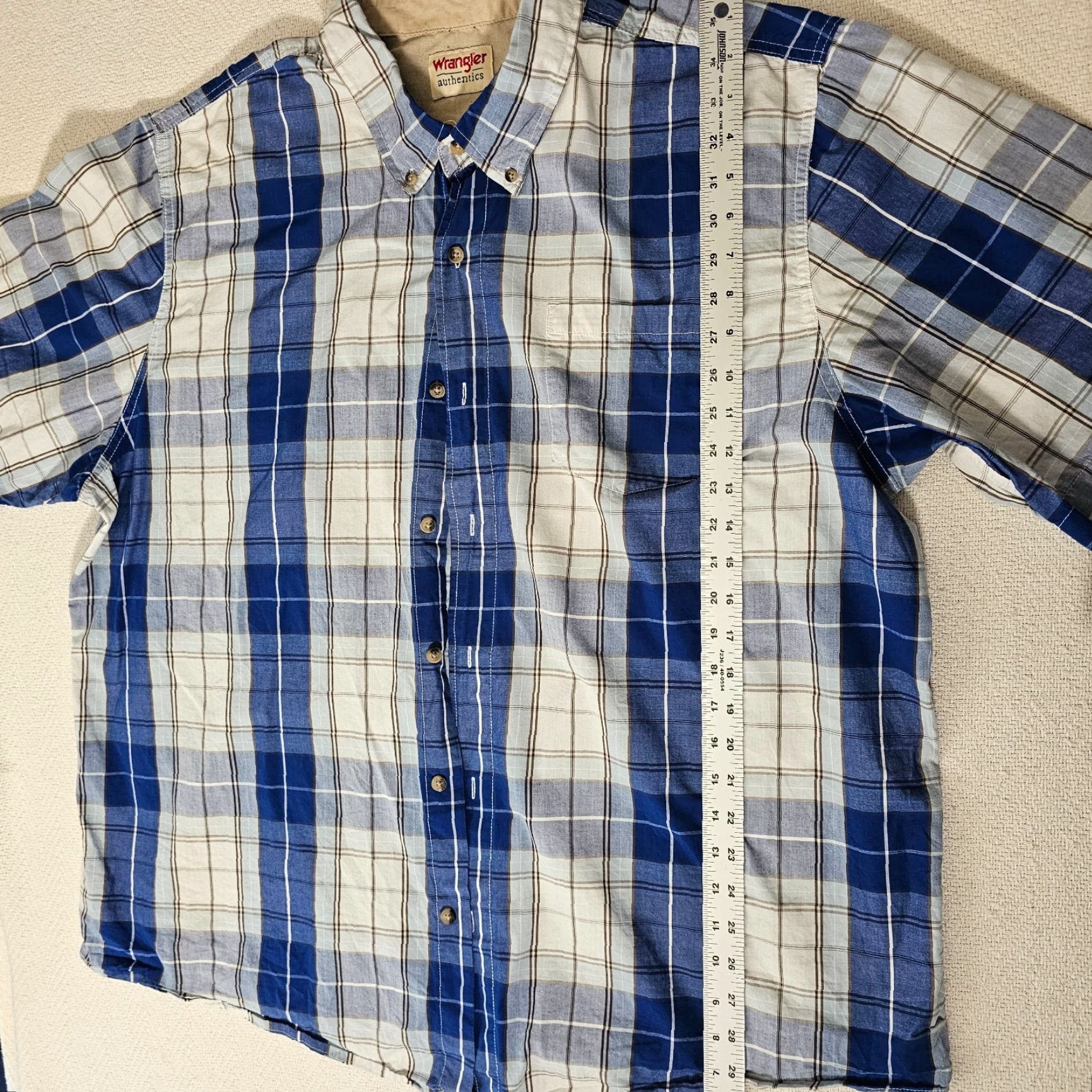 Wrangler Wrangler Button-Down Shirt 2XL Blue Plaid Short Sleeve Pocket Authentic Size US XXL / EU 58 / 5 - 4 Thumbnail
