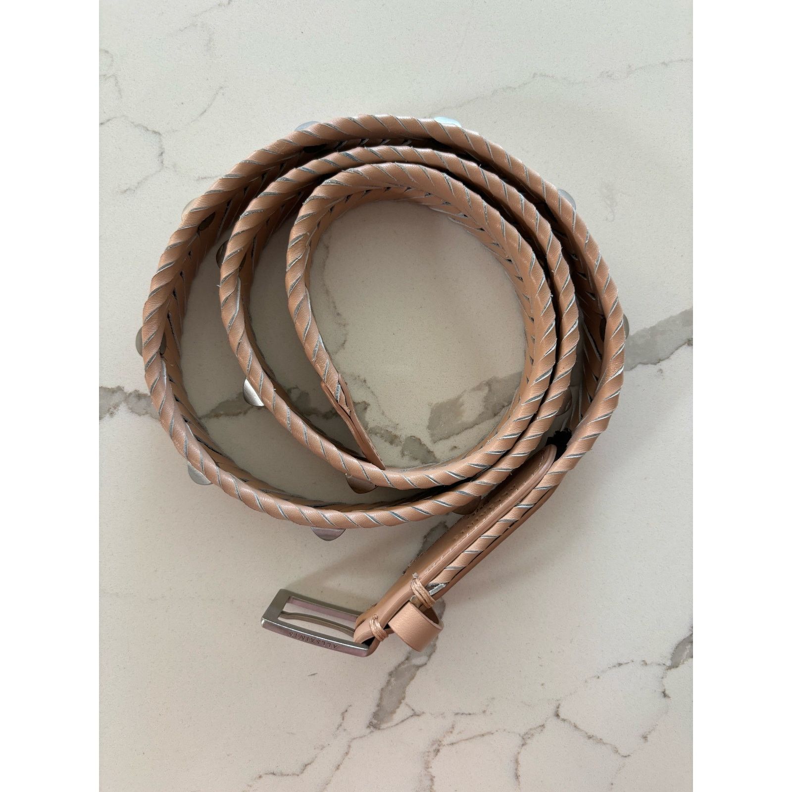Allsaints All Saints Blush Pink Woven Belt with Silver Studs Size ONE SIZE - 2 Thumbnail