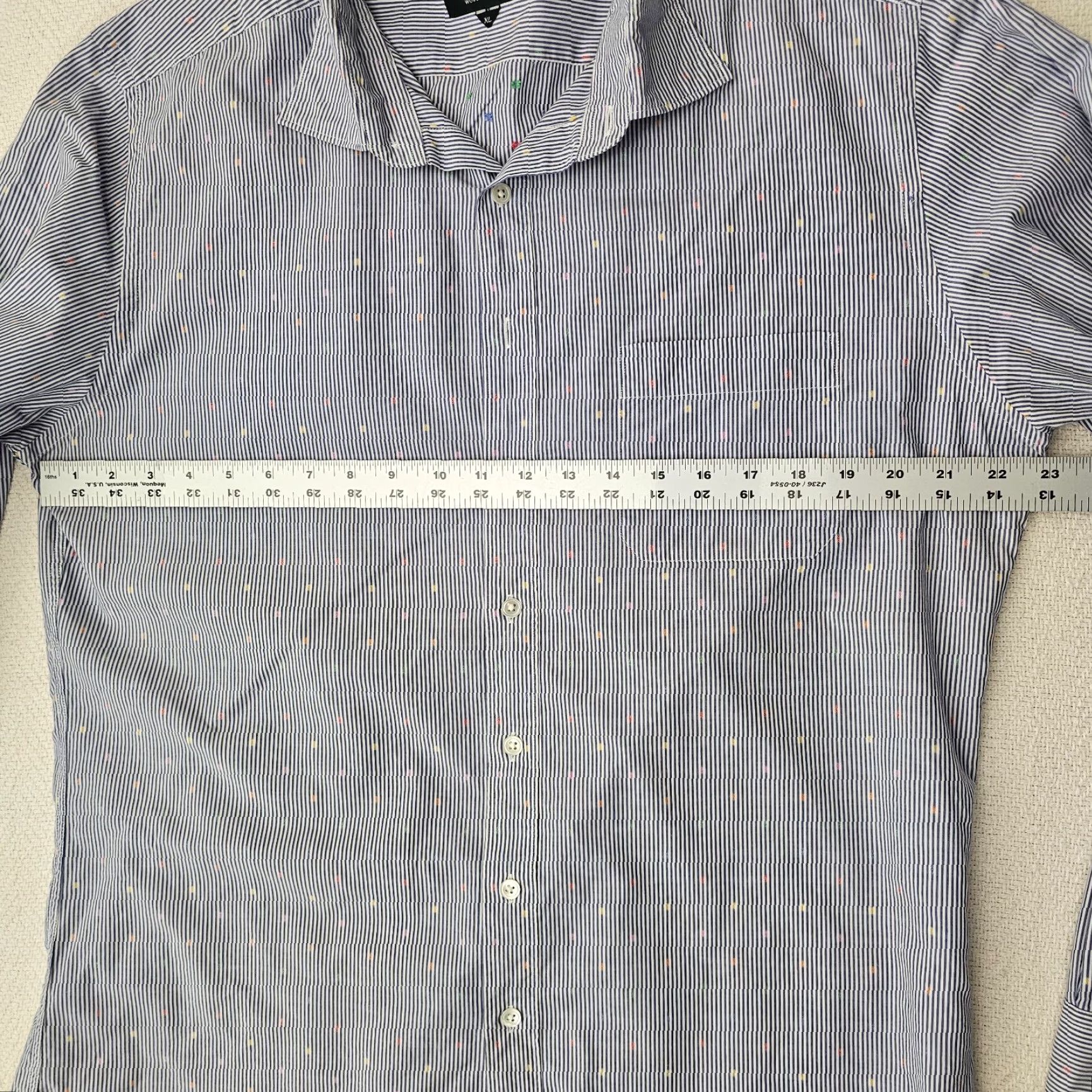 Rodd & Gunn Rodd & Gunn Button Up Shirt Men's XL Blue Striped & Dotted Sports Fit Size US XL / EU 56 / 4 - 7 Thumbnail