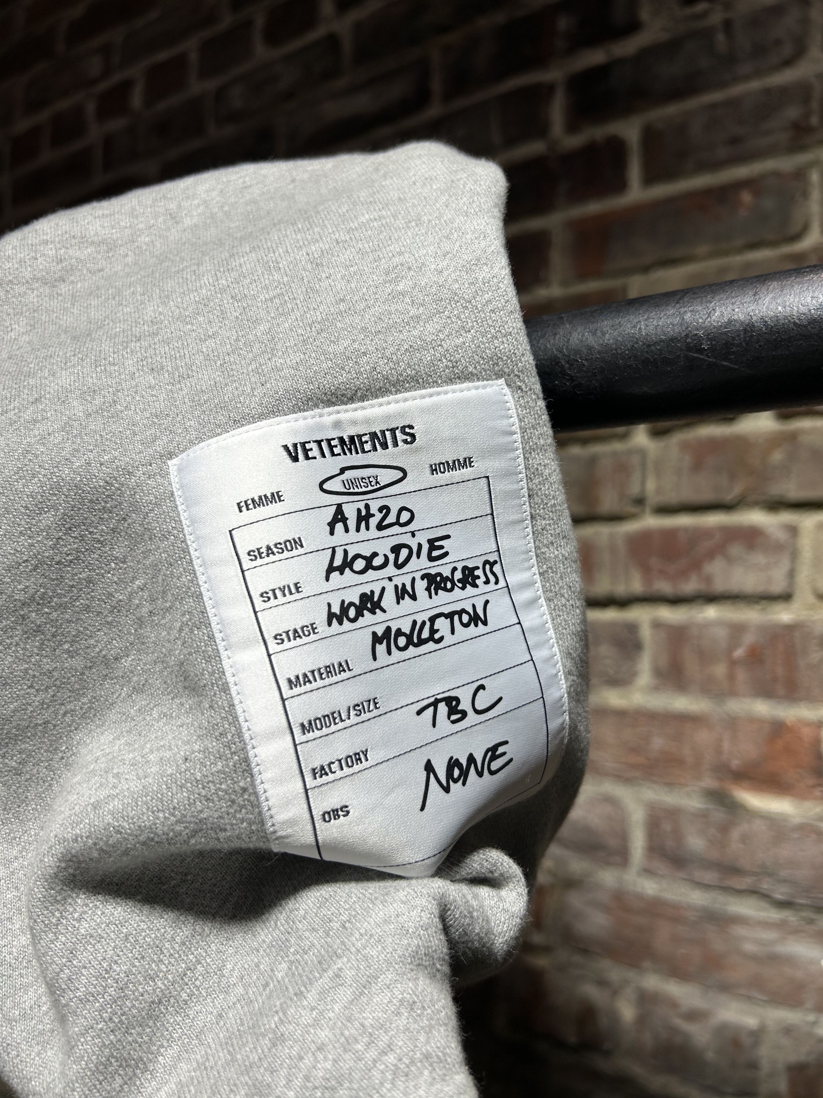 Vetements Vetements A/W '20 Work in Progress Hoodie Size US S / EU 44-46 / 1 - 4 Thumbnail