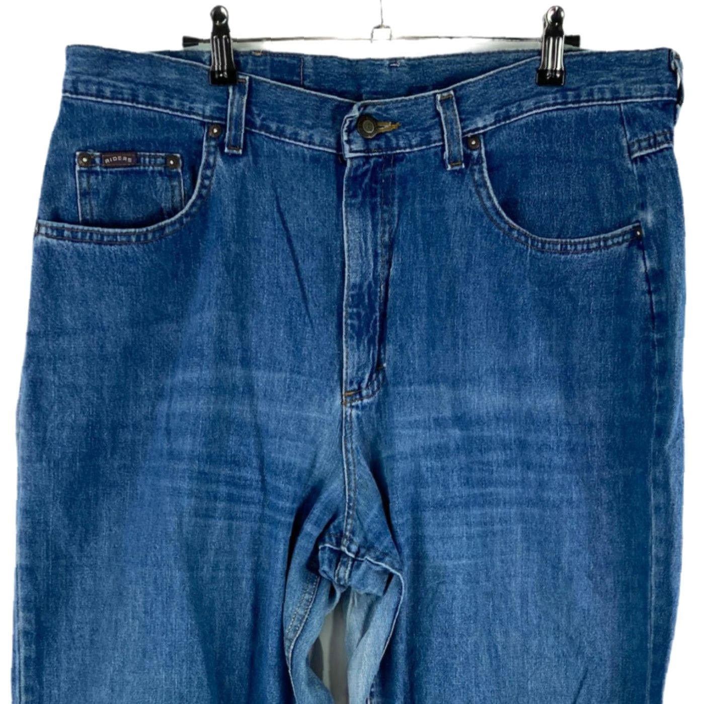Lee Lee Riders Women's High Rise Stretch Straight Leg Jeans Blue 18 Long 32" 90s Size 40" / US 18 - 3 Thumbnail