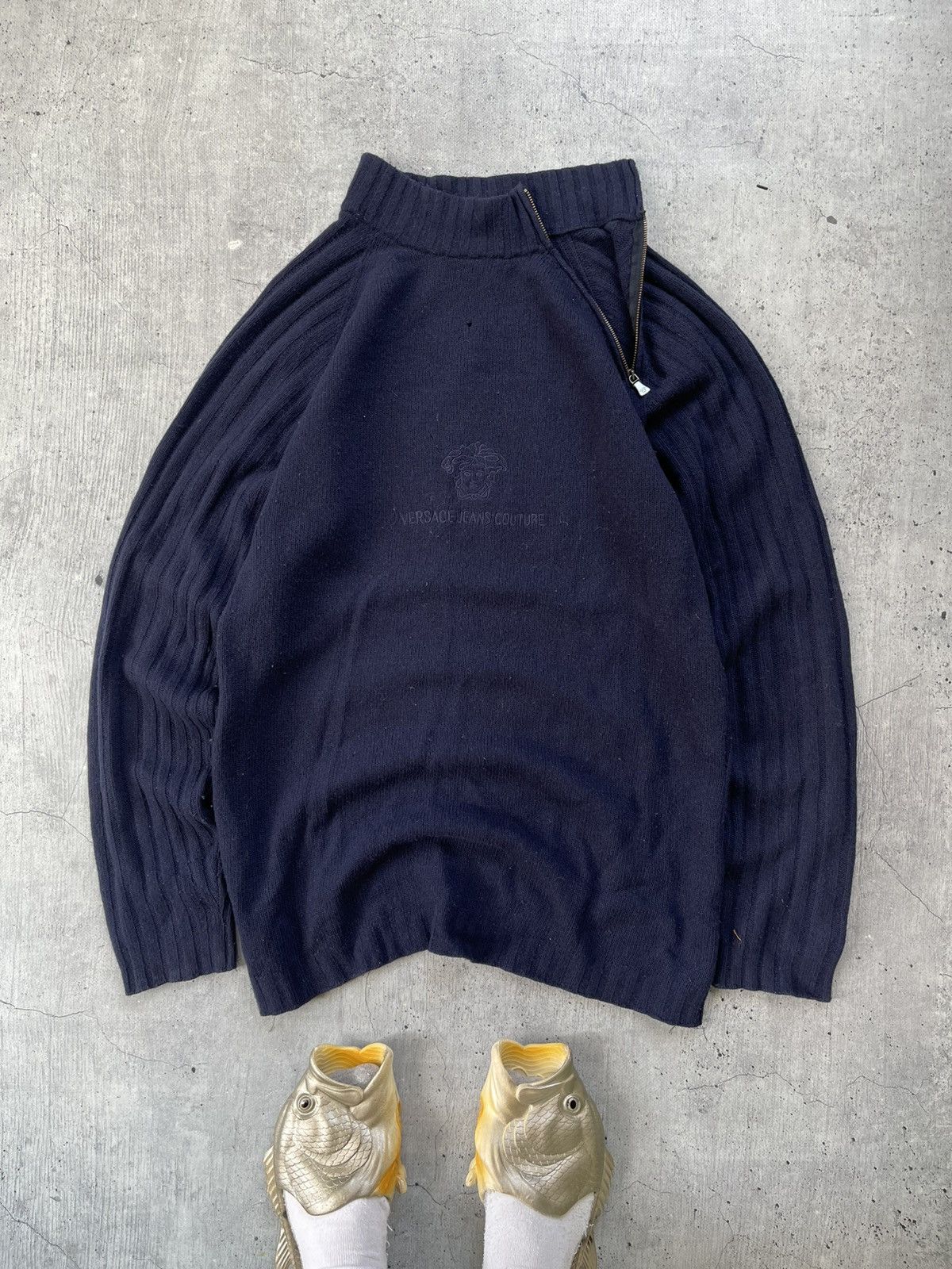 Versace Versace Jeans Couture 1/3 Zip Lampo Blend Fleece Pullover Size US L / EU 52-54 / 3 - 2 Thumbnail