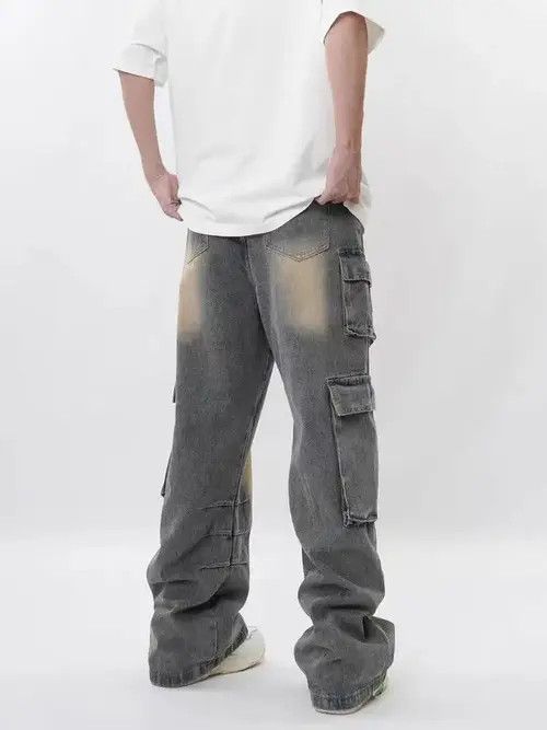 VIBE Retro multi-pocket design workwear wide-leg jeans Size US 32 / EU 48 - 2 Thumbnail