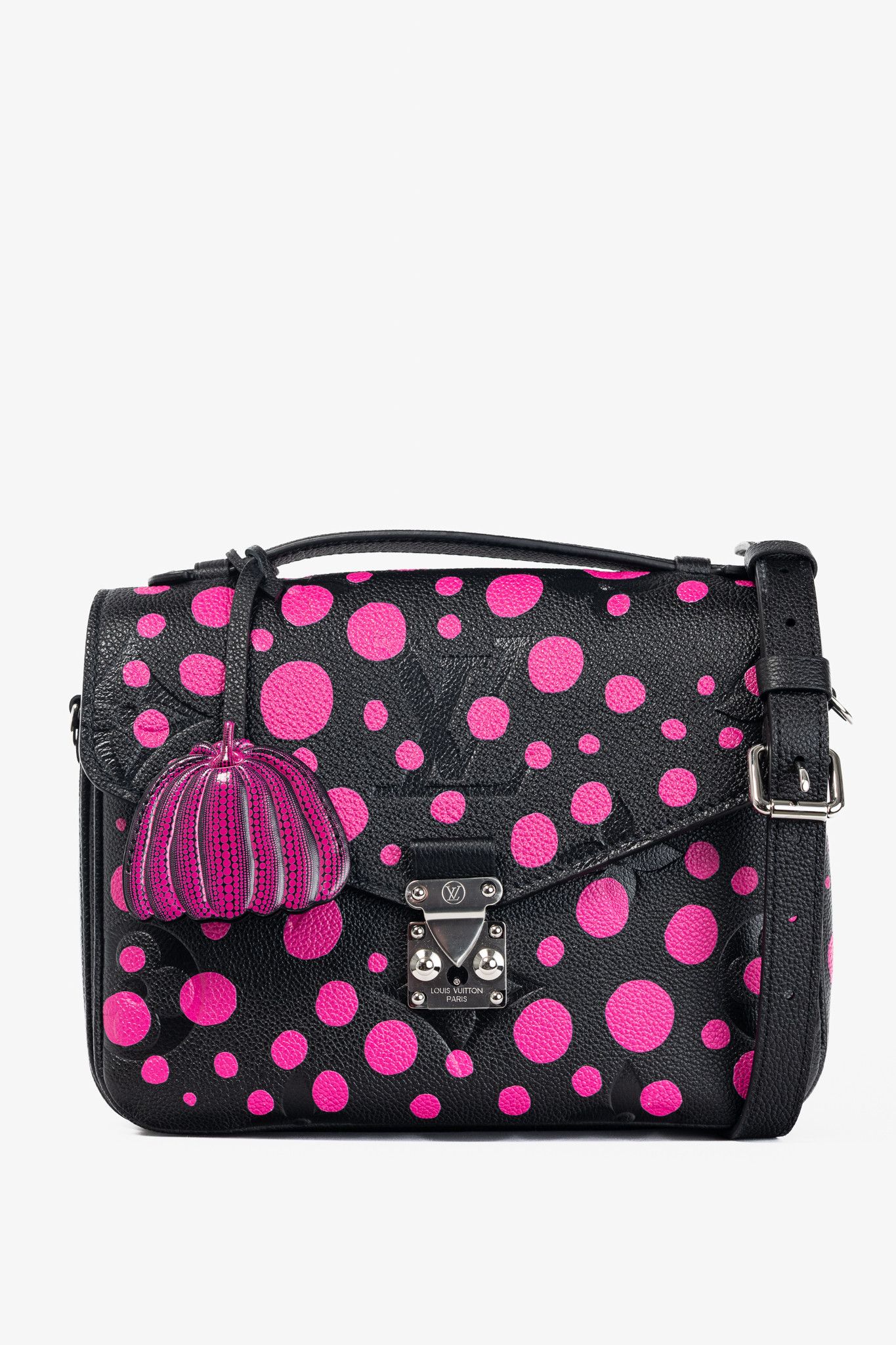 Louis Vuitton × Yayoi Kusama Louis Vuitton Pochette Metis MM Black & Fuchsia Satchel Size ONE SIZE - 1 Thumbnail