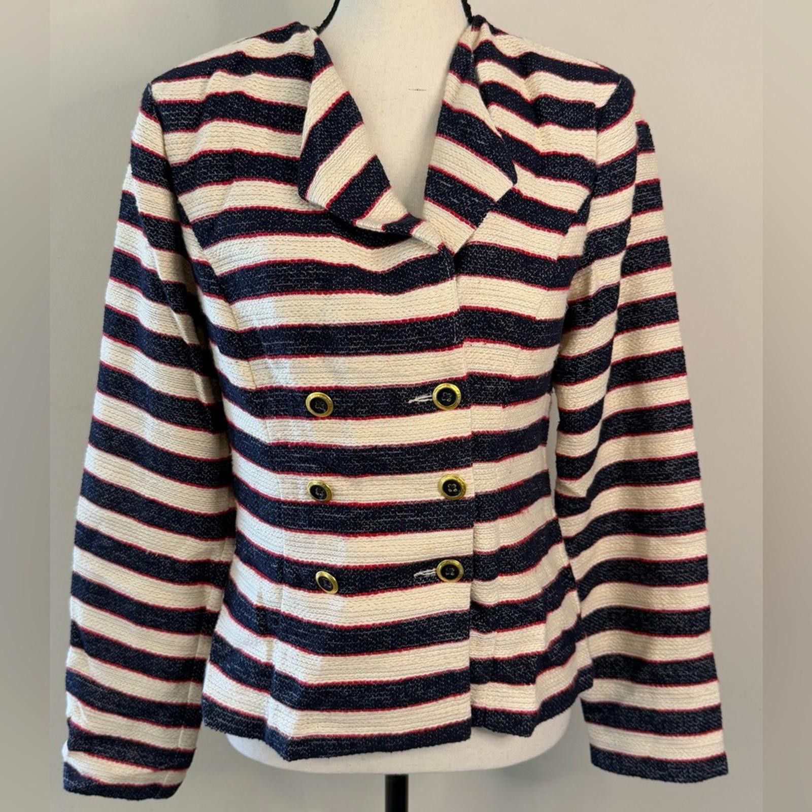 Other Cabi Blazer Red Navy Cream stripe button up SZ 6 Size M / US 6-8 / IT 42-44 - 1 Thumbnail