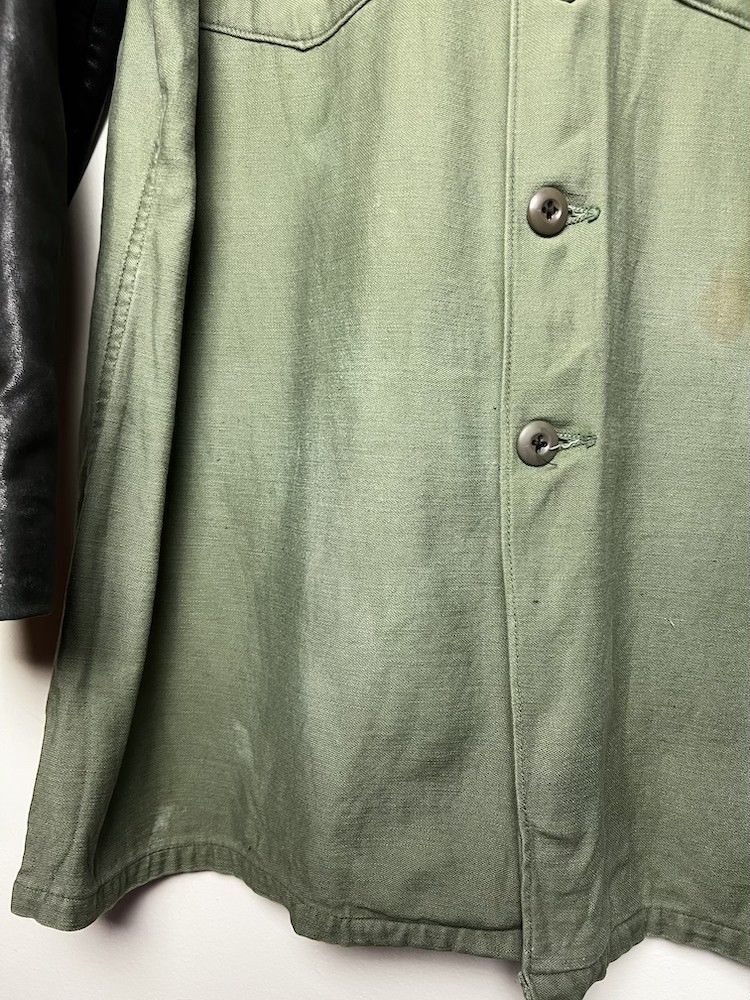 Vintage Vintage 60's-70's US Army Shirt Jacket w Leather Sleeves Size US S / EU 44-46 / 1 - 12 Thumbnail