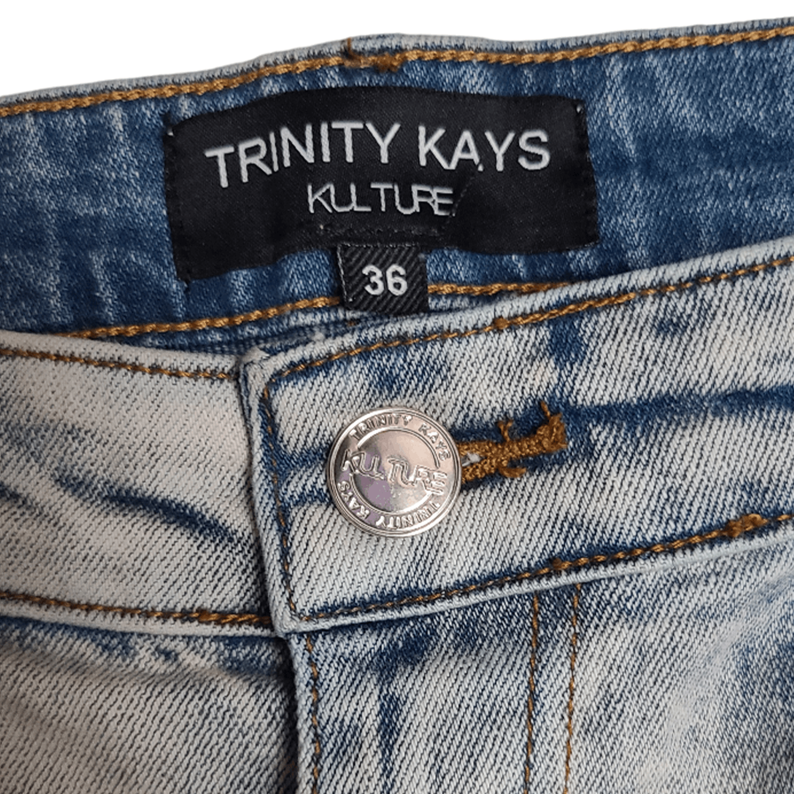 Other Trinity Kays Kulture Washed Denim Cargo Jeans - Size: XL Size US 36 / EU 52 - 4 Thumbnail
