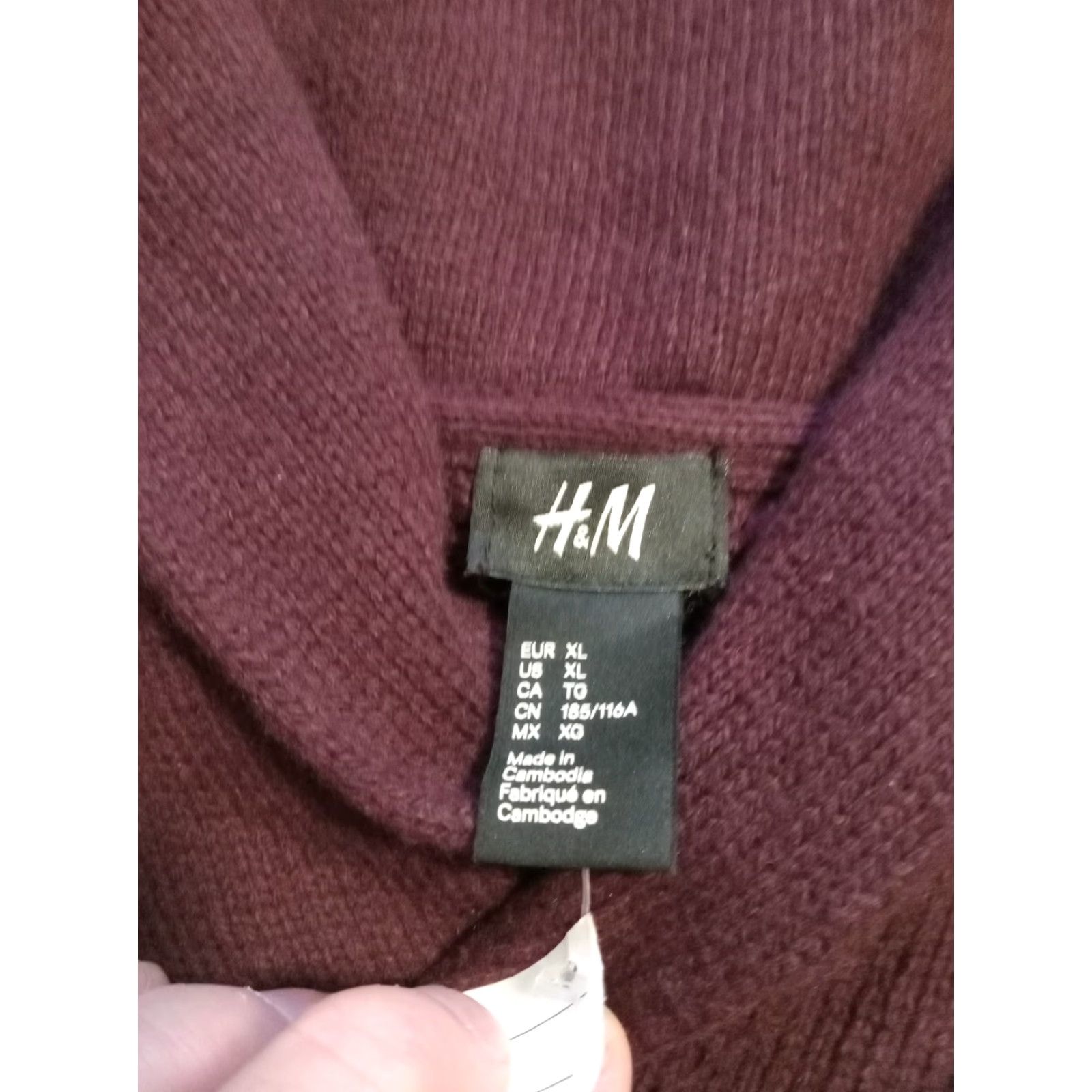 H&M H & M Sweater Pullover Turtleneck XL Red Burgundy Cotton/Poly/Wool 48" Chest Mens Size US XL / EU 56 / 4 - 2 Thumbnail