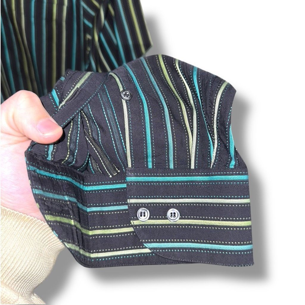 St. Croix St. Croix Black & Teal Striped Made in Italy Button Down Shirt Sz XL Size US XL / EU 56 / 4 - 6 Thumbnail