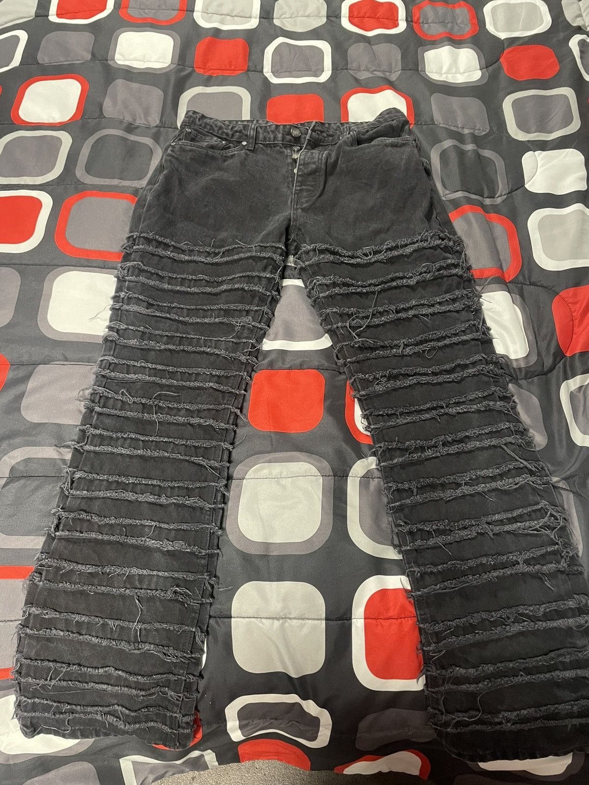 Boohoo Rigid Flare Frayed Panelled Jeans BoohooMan Size US 34 / EU 50 - 1 Thumbnail