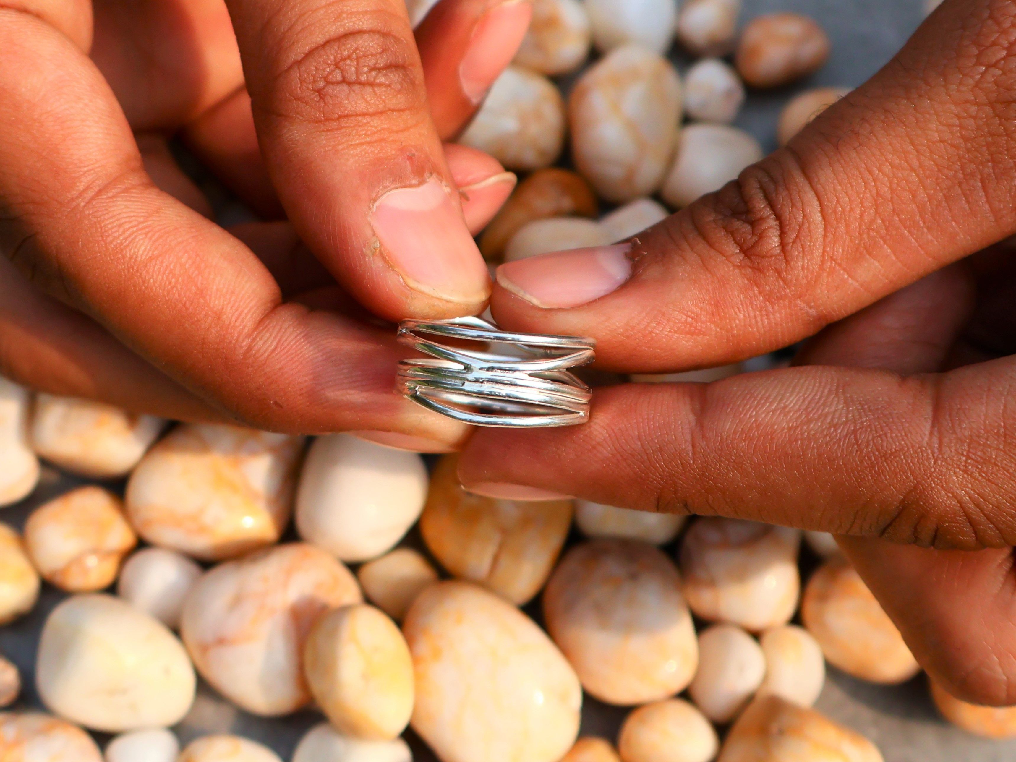 Handmade Rolling Ring, Sterling Silver Jewelry, Handmade Women Ring Size ONE SIZE - 8 Thumbnail