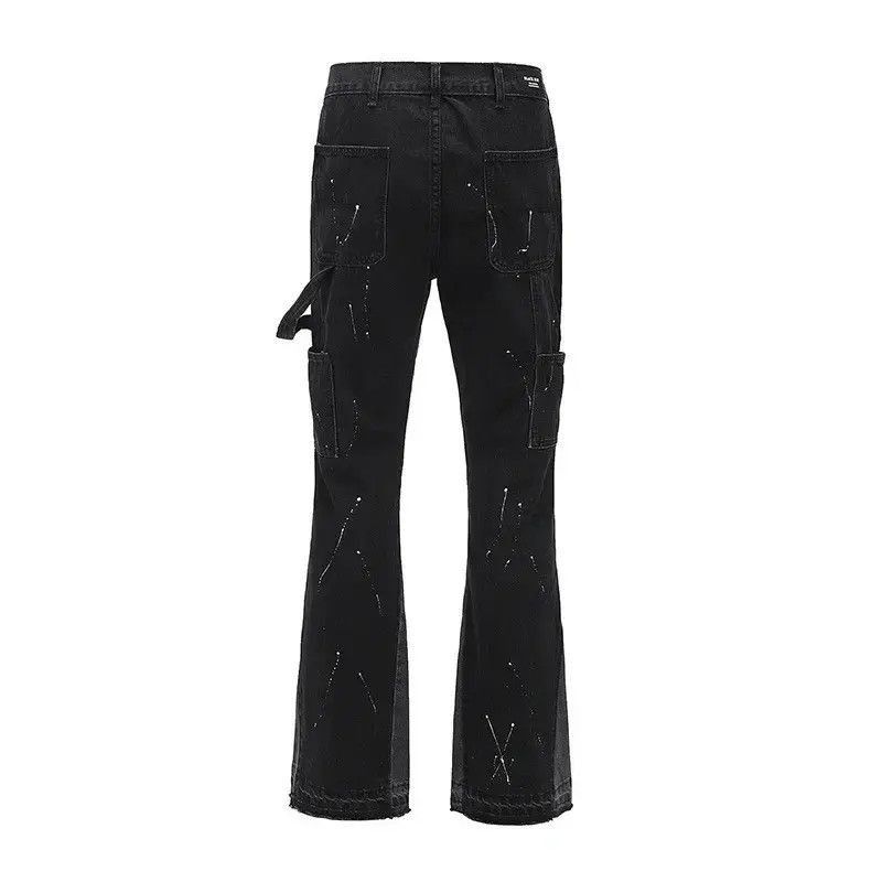 Japanese Brand Splattered Paint Flare Black Denim Jeans Size US 30 / EU 46 - 5 Thumbnail