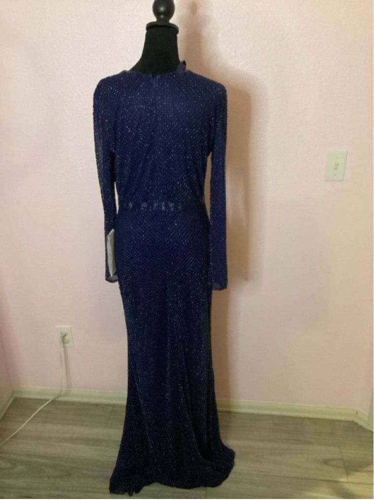 Mac Duggal Women's Mac Duggal Blue Long Sleeve Gown Size 12 Size XL / US 12-14 / IT 48-50 - 6 Thumbnail