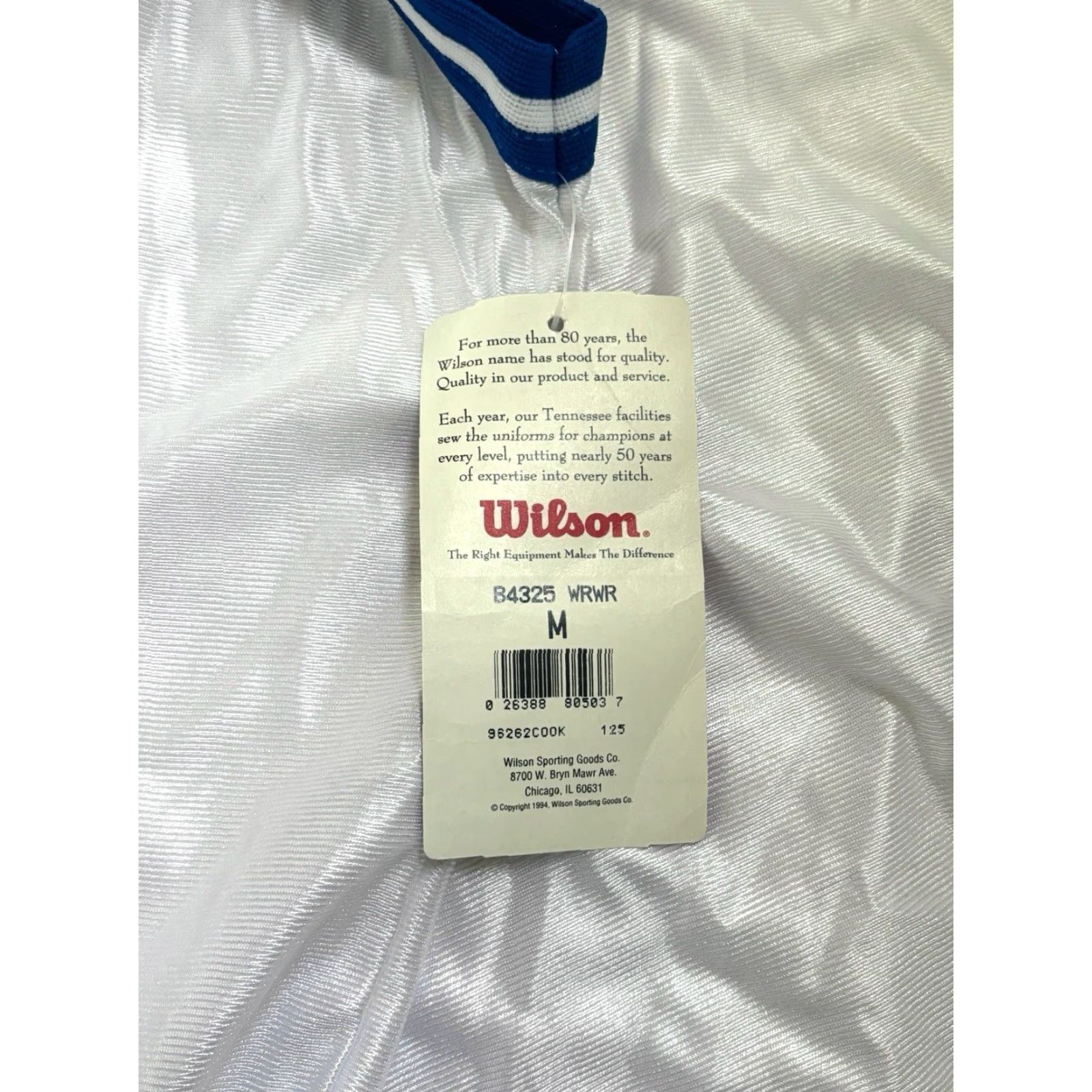 Wilson VINTAGE Wilson Jersey Tank Mens M NWT NOS 90s USA Made White Royal Blue Basketball Sleeveless 33" Long 21" Across Athletic Muscle Mens Size US M / EU 48-50 / 2 - 3 Thumbnail