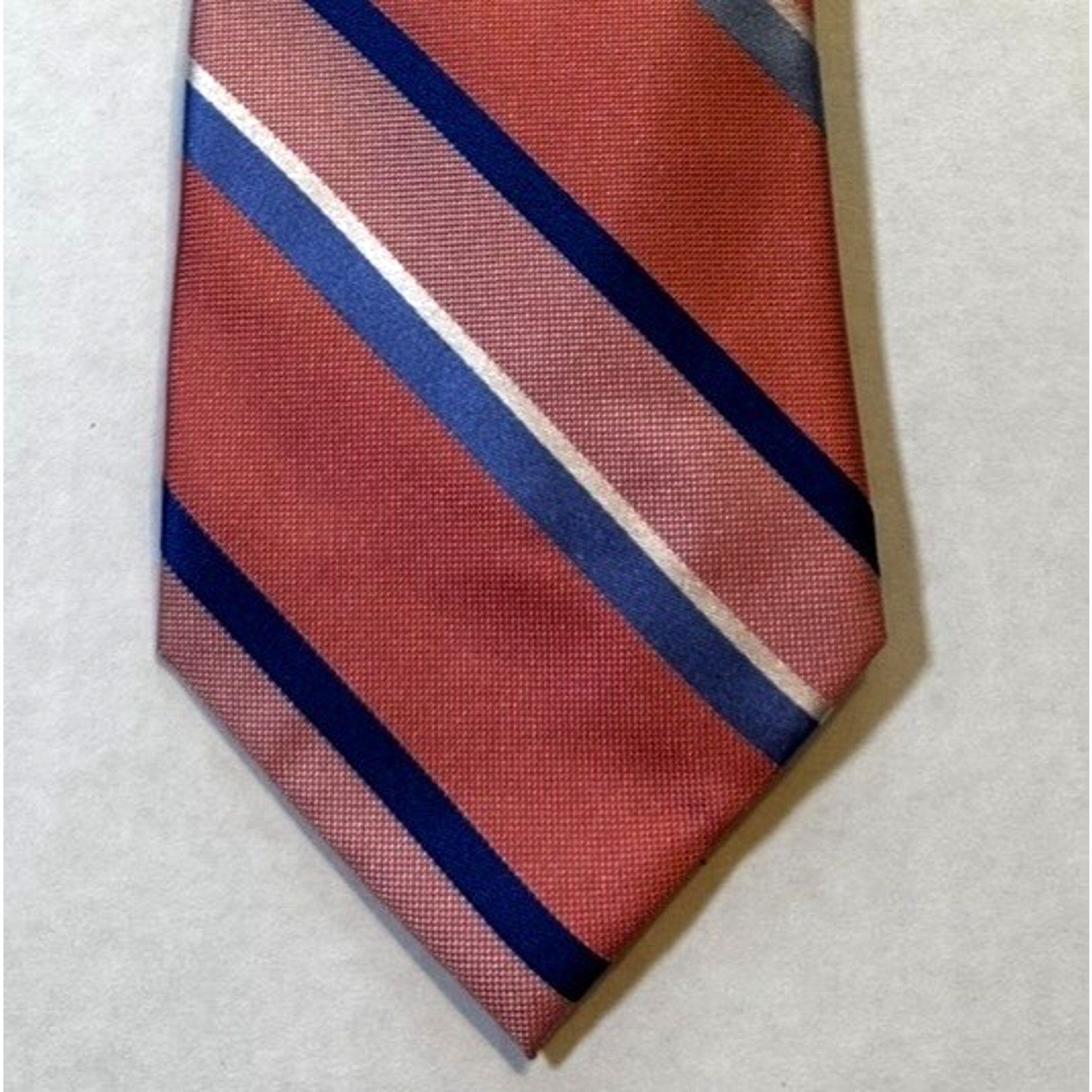 Stafford Stafford Neck Tie Silk Pink/Blue Stripe Preppy Business Size ONE SIZE - 2 Thumbnail