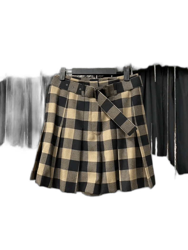 Dior Dior Brown Plaid Pleated Skirt-yf Size US 36 / EU 52 - 1 Thumbnail