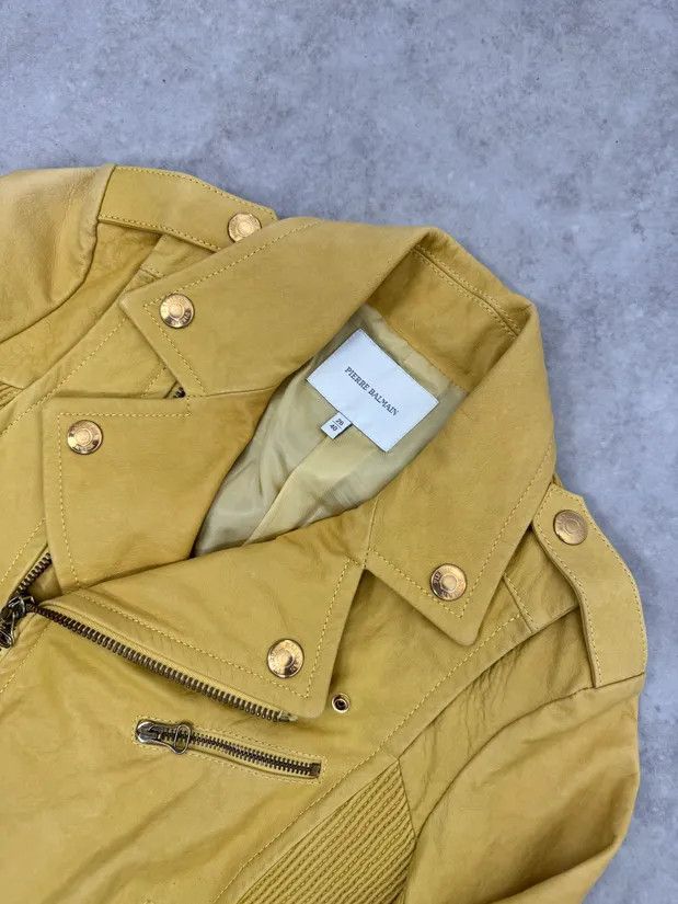 Balmain AW2012 Pierre Balmain Yellow Perfecto Leather Biker Jacket Size S / US 4 / IT 40 - 5 Thumbnail
