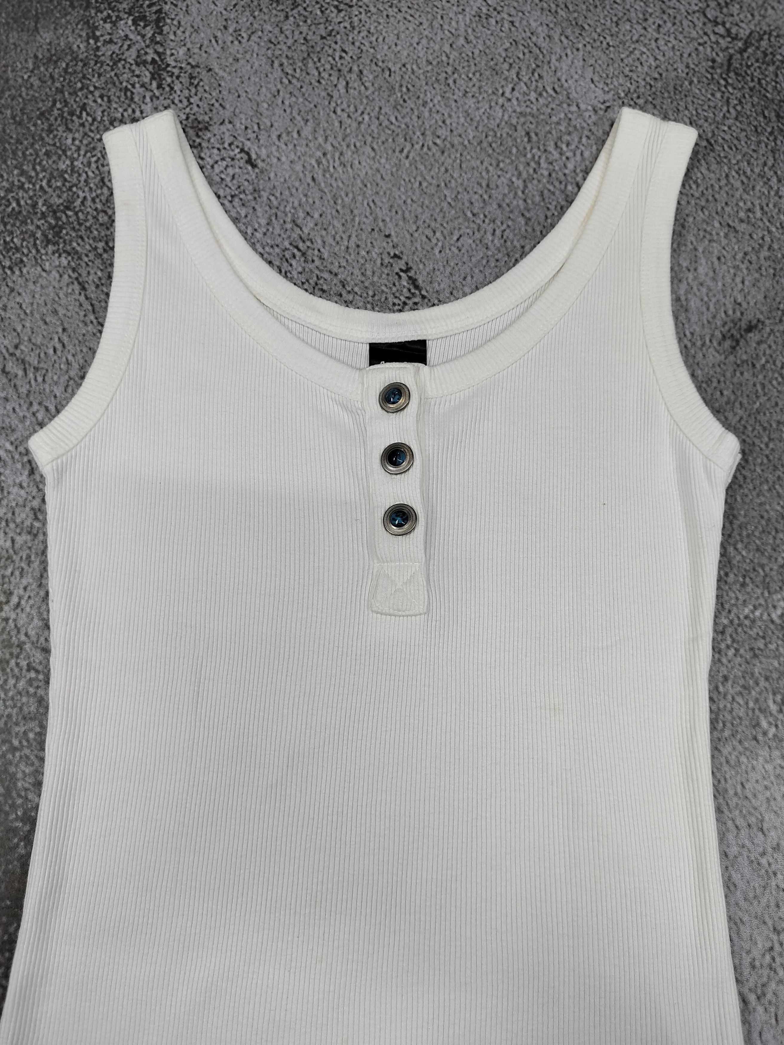 Japanese Brand Shell Ray🇯🇵 Ribbed 3 Button Turquoise Stone Tanktop Size M / US 6-8 / IT 42-44 - 5 Thumbnail
