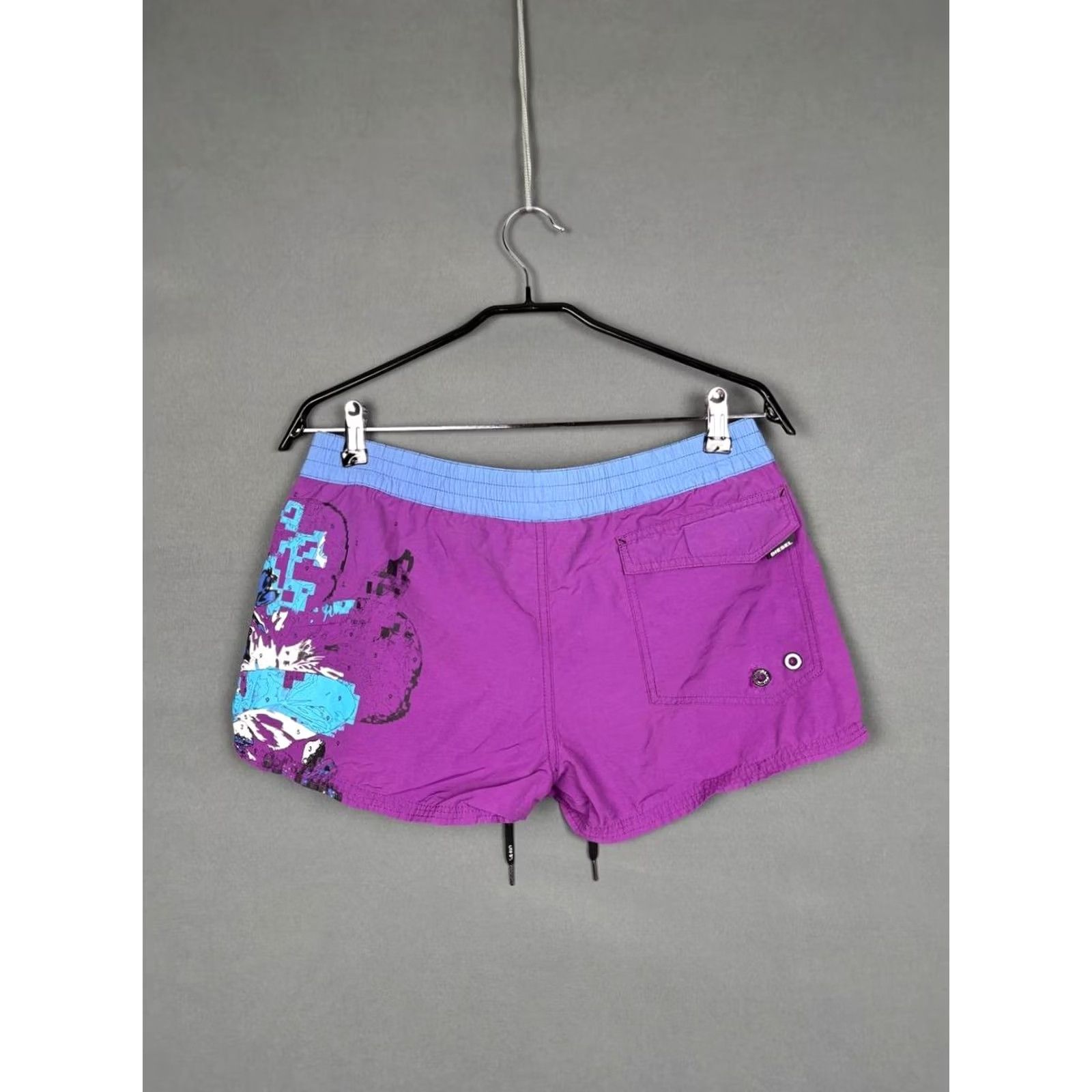 Diesel Diesel Shorts Womens M Purple Cotton Stretch Drawstring Beach Casual Modern Classic Womens Size 32" / US 10 / IT 46 - 2 Thumbnail