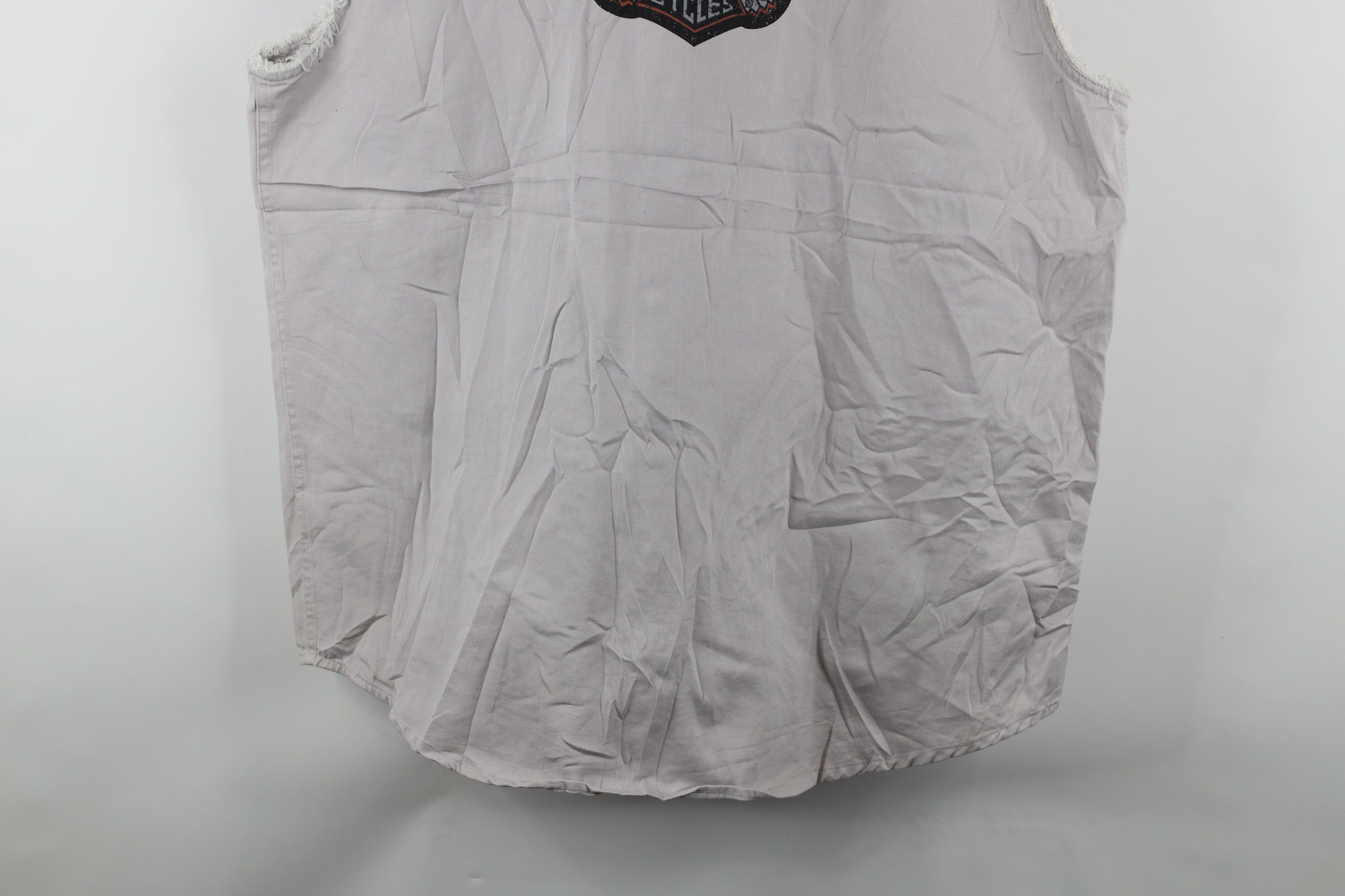 Harley Davidson × Vintage Vintage Harley Davidson Logo Cut Off Collared Button Shirt Size US XL / EU 56 / 4 - 13 Thumbnail