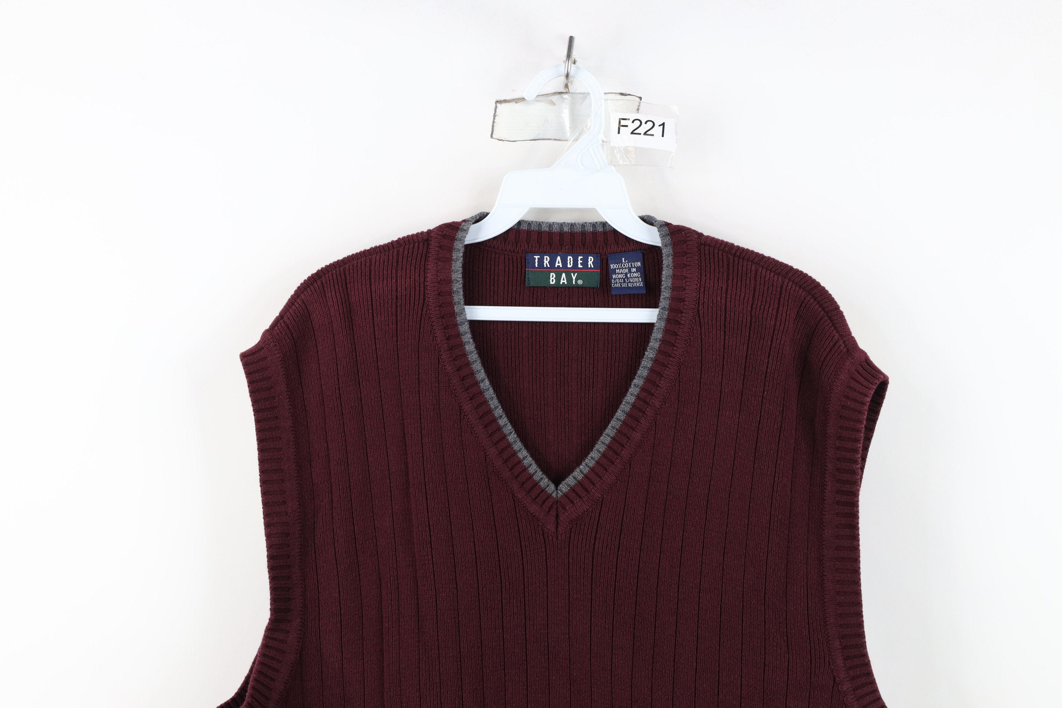 Vintage Vintage 90s Streetwear Blank Cotton Ribbed Knit Sweater Vest Size US L / EU 52-54 / 3 - 2 Thumbnail