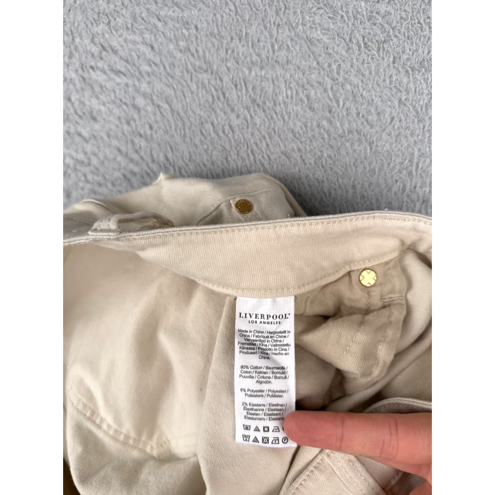 Vintage Liverpool Jeans Women's Wide Leg Jeans 16 Beige High Rise Cotton Blend 34x25 Size 38" / US 16 / IT 52 - 7 Thumbnail